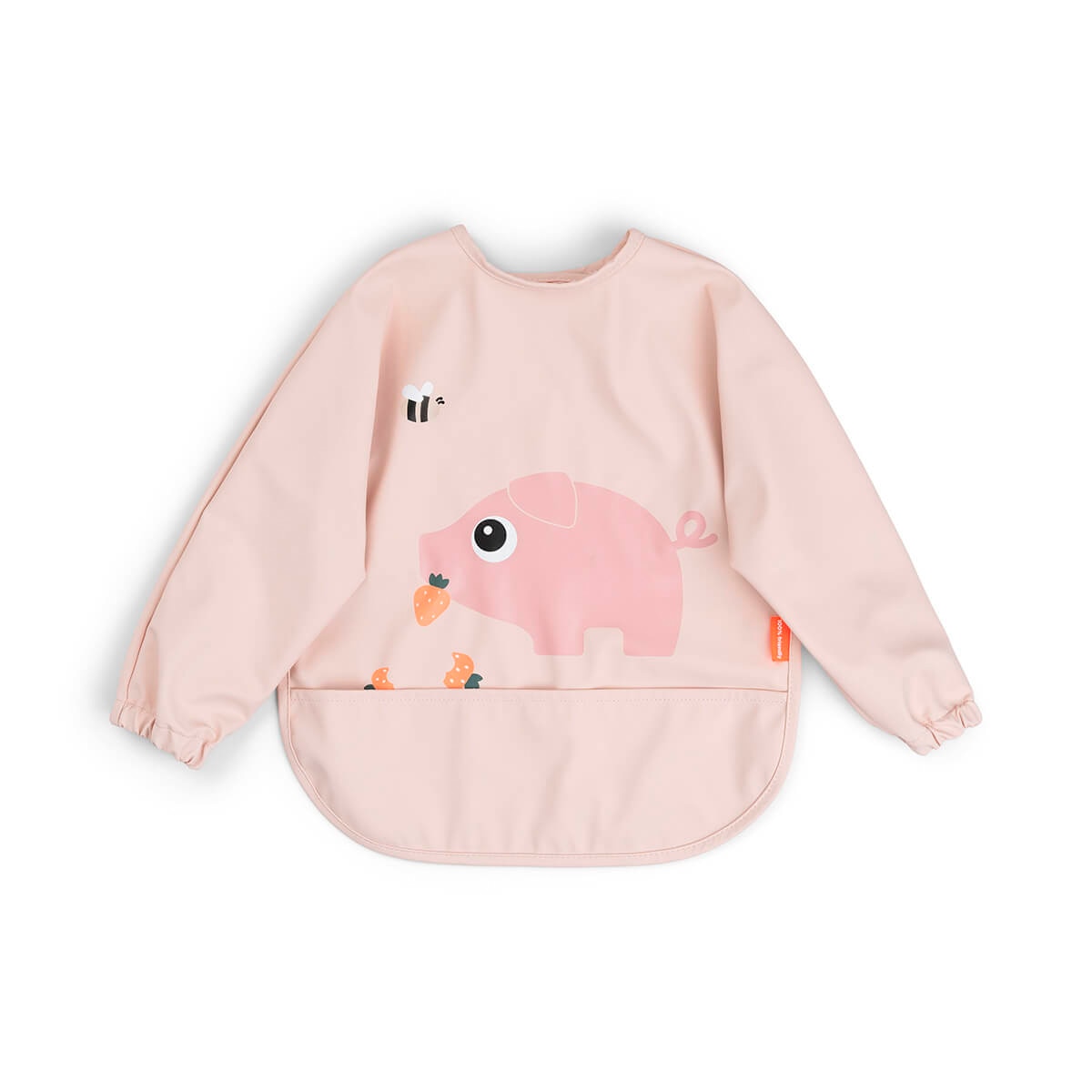 Babete Impermeável com Bolso para Migalhas e Mangas Tiny Farm Rosa-claro-1