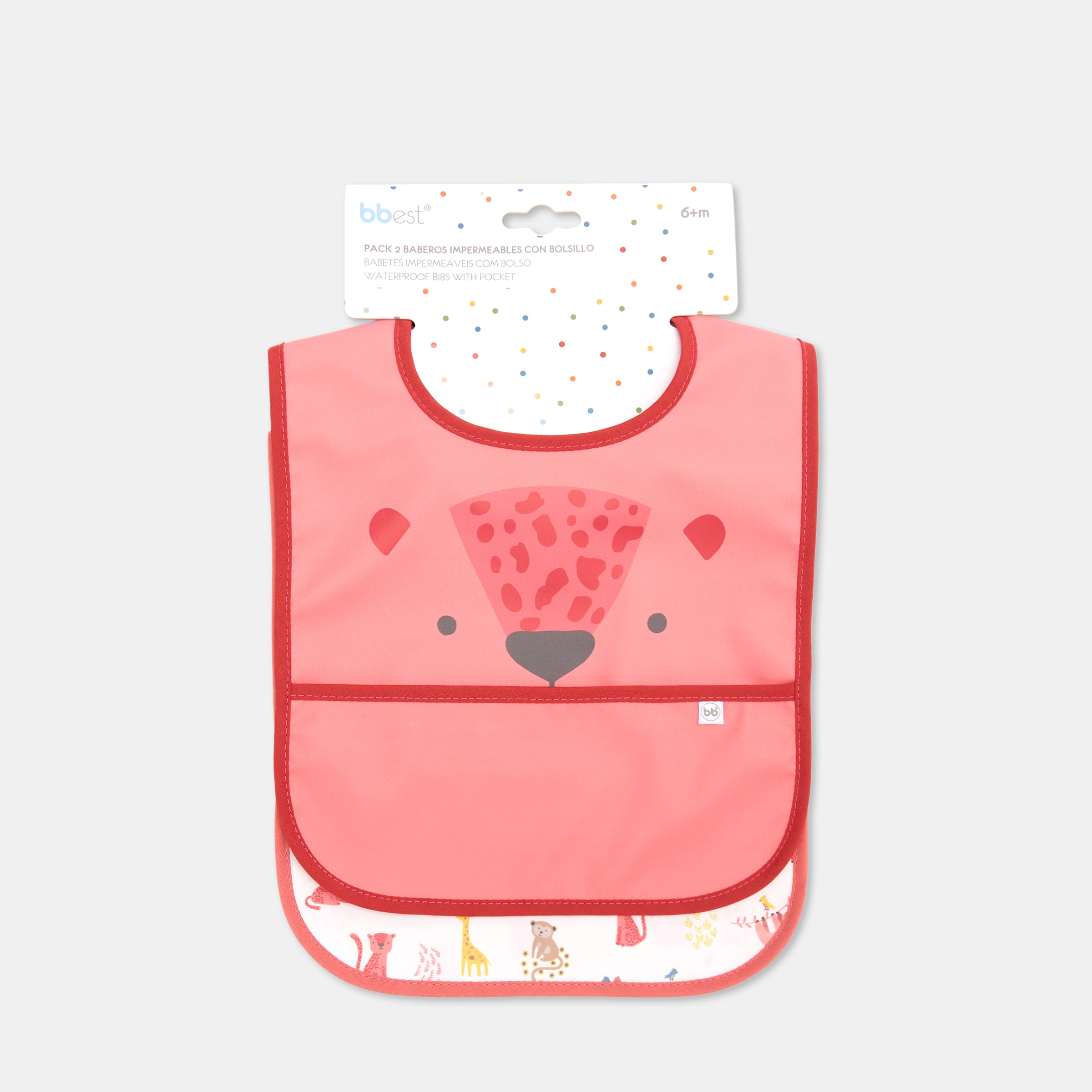Pack de 2 Babetes com Bolso - Leoparda, Coleç. Jungle Rosa-3