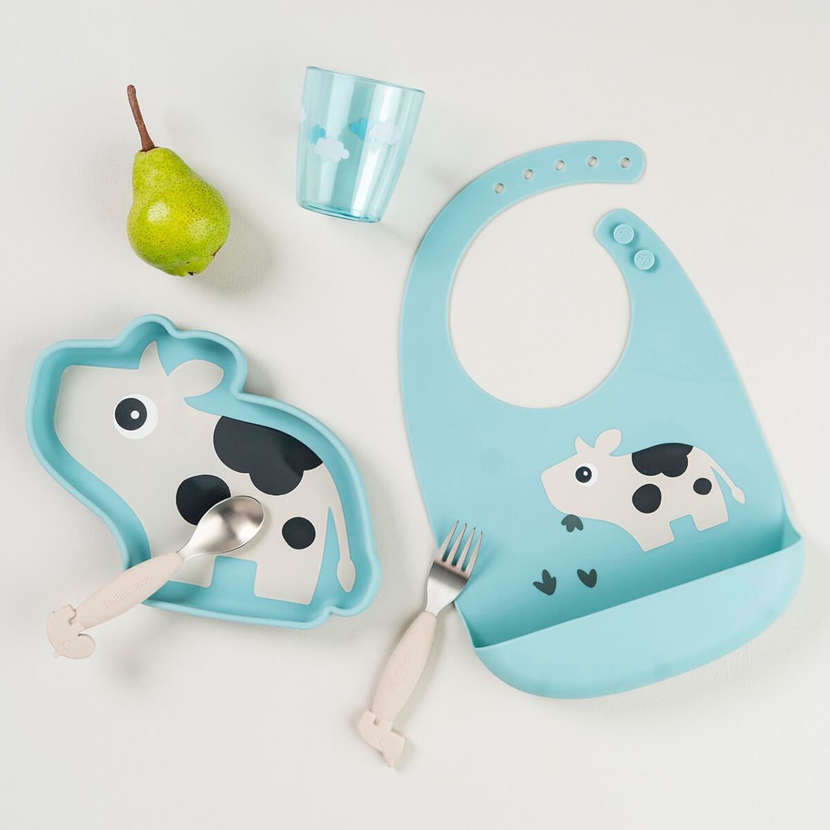 Babete de Silicone com Bolsa para Migalhas Azul-claro-4