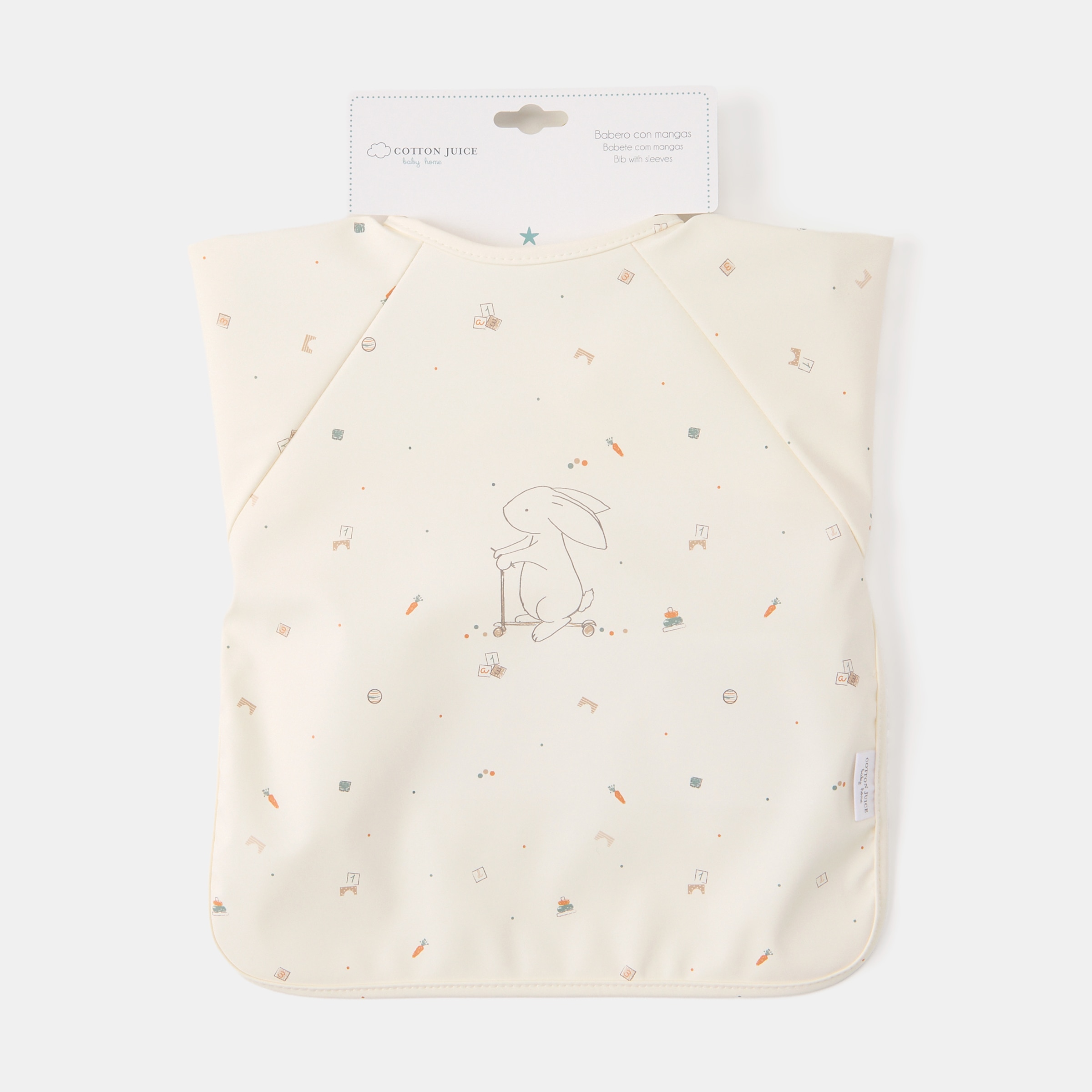 Babete com Mangas Cotton Juice Baby Home Coelho - Sésamo Bege-3