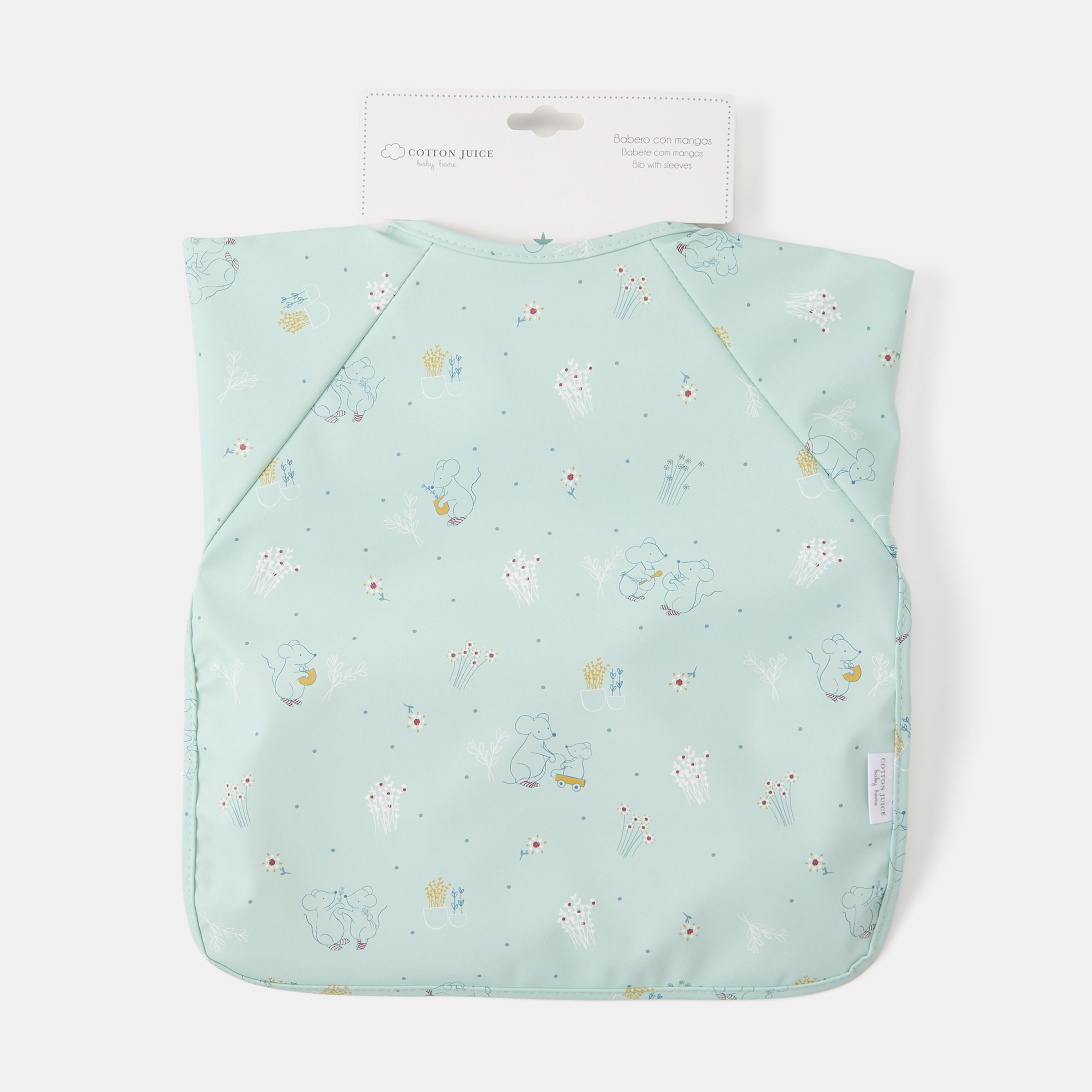 Babete com Mangas Cotton Juice Baby Home Ratos - Sésamo Verde Mint-3