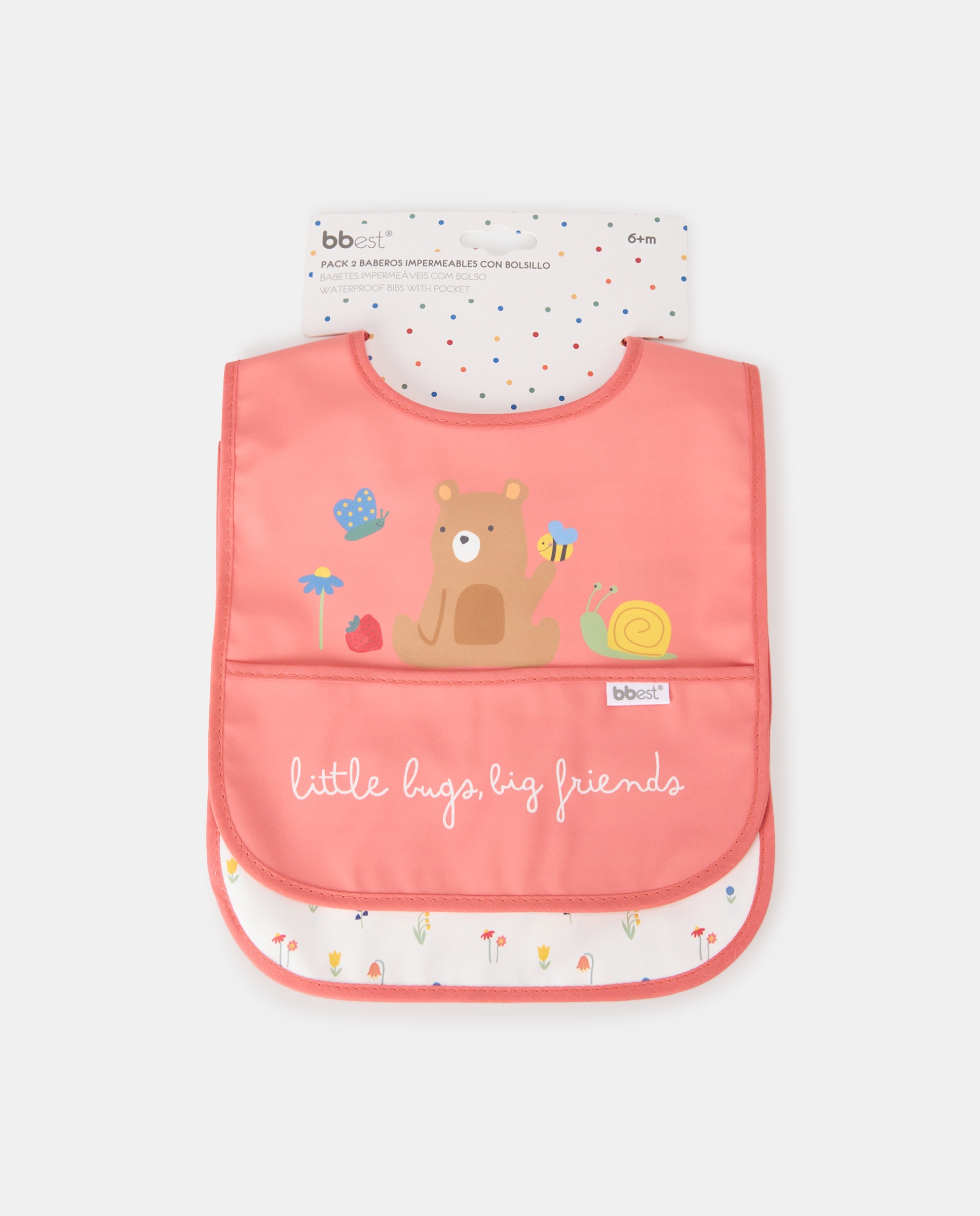 Pack de 2 Babetes Urso Flor - Little Bugs Rosa-3