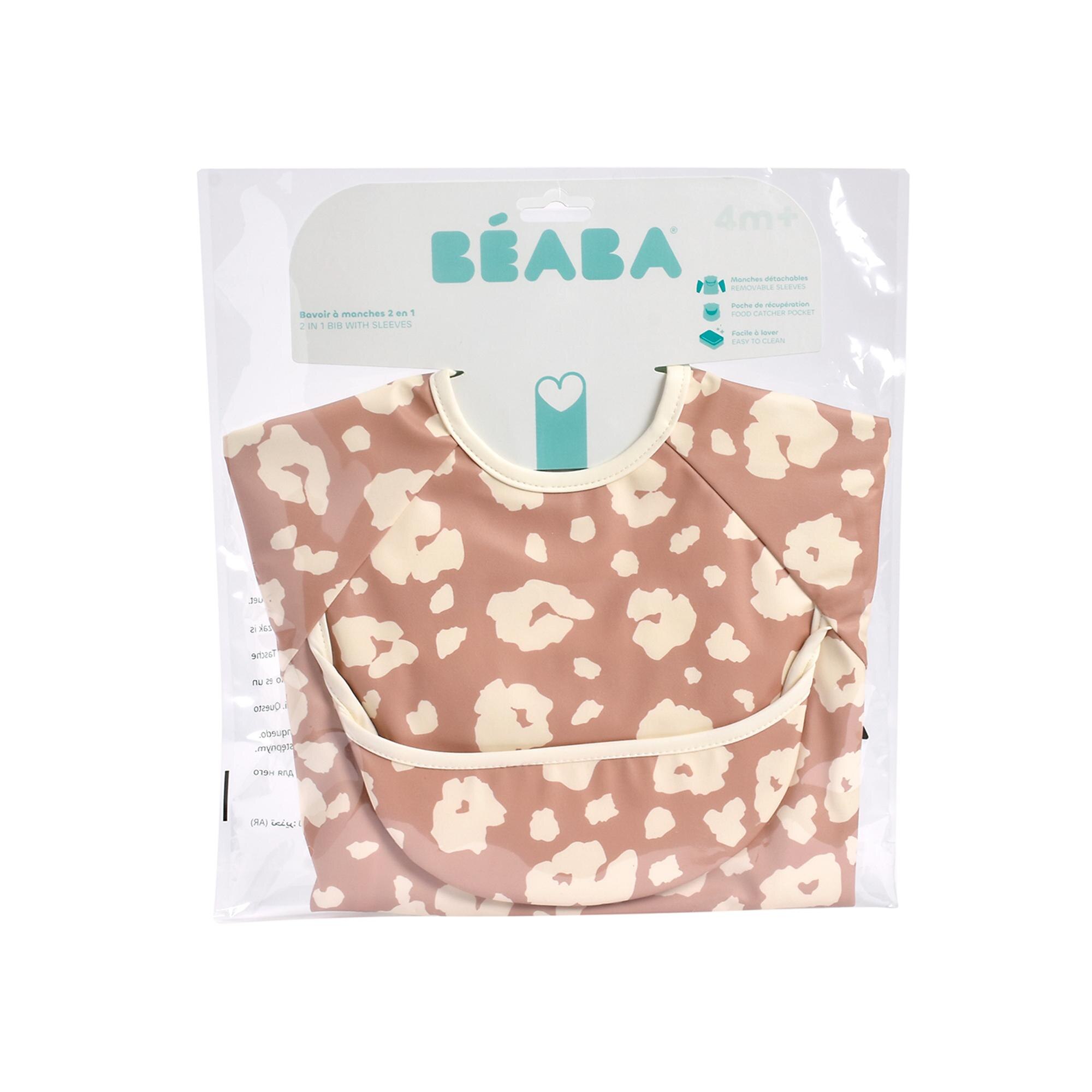 Babero con mangas Béaba evolutivo 2 en 1 - Rosa antiguo Rosa antiguo-3
