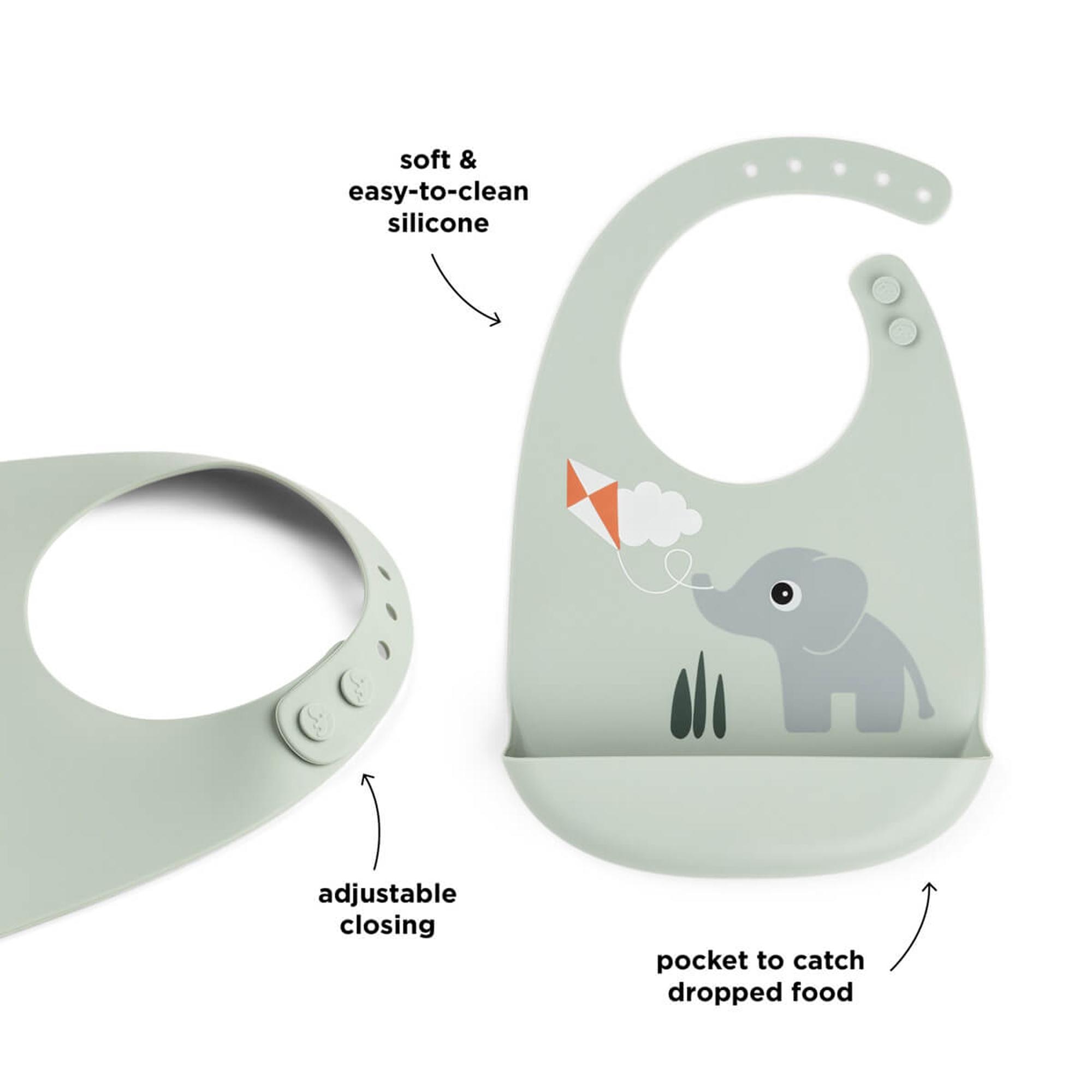 Babetes de Silicone Ajustáveis - Pack de 2 Unid. Playground Verde Água-5
