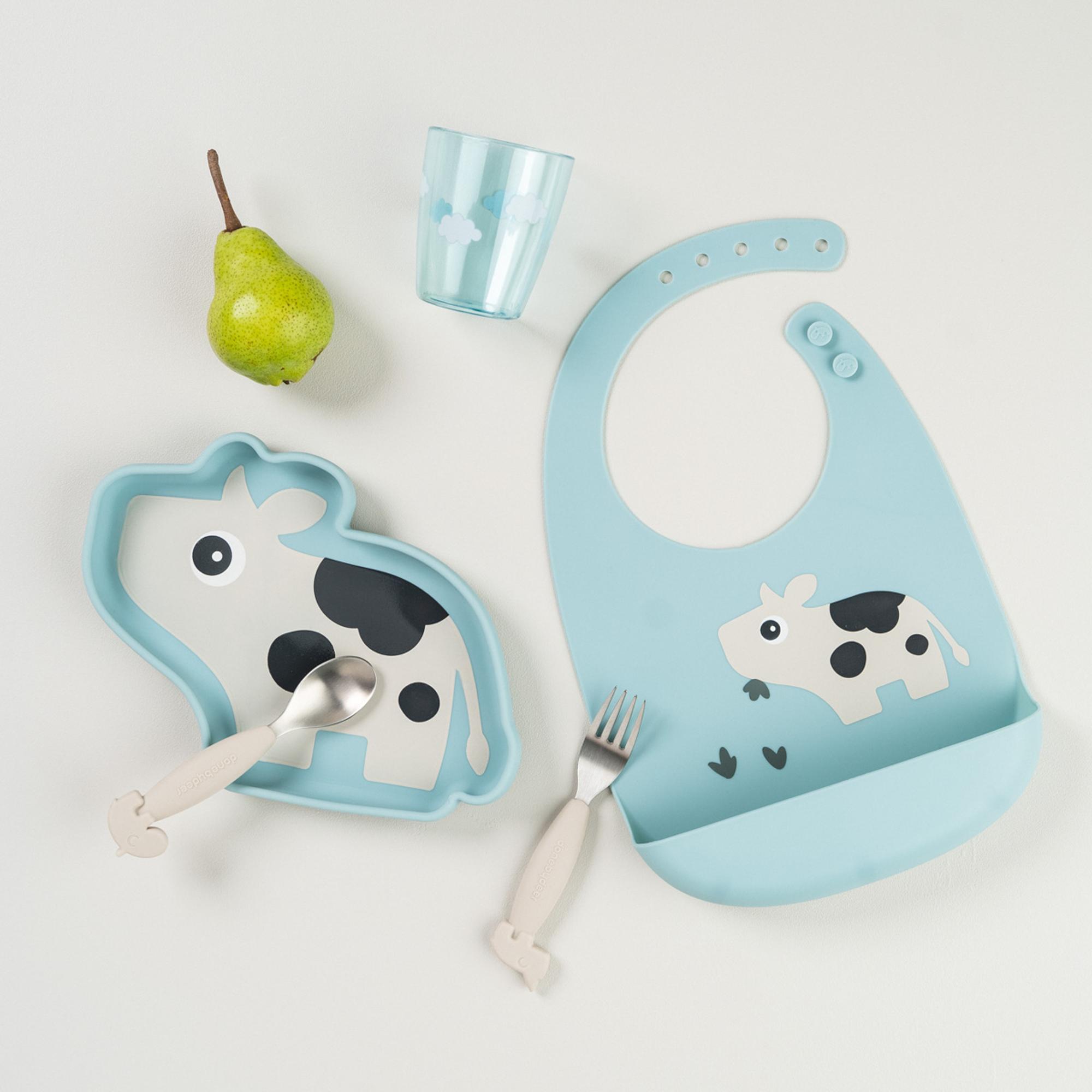 Babetes de Silicone Ajustáveis Pack de 2 Unid. Tiny Farm Azul-claro-6