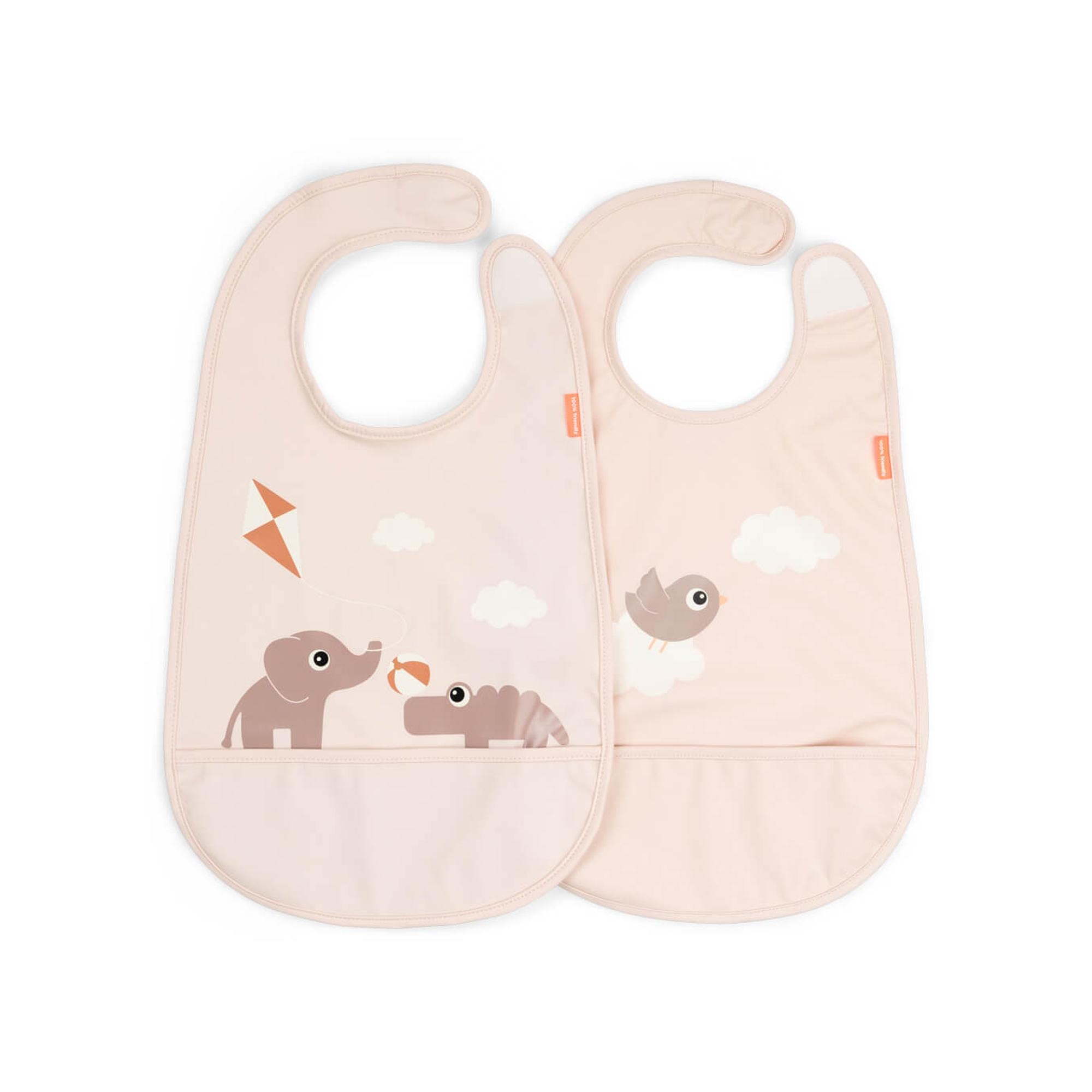 Baberos Done by deer sin mangas y con velcro pack 2ud Playground - Rosa claro Rosa claro-1