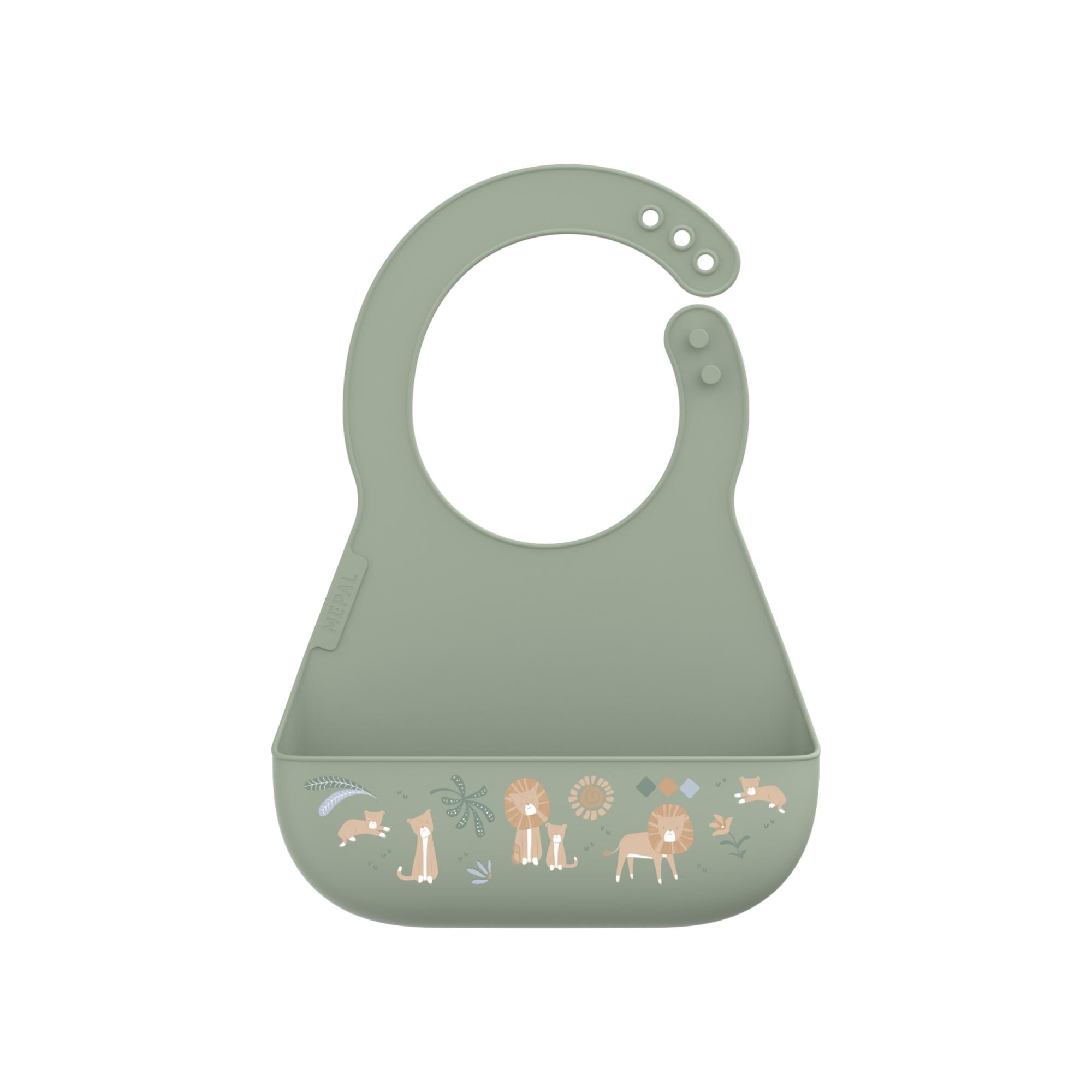 Imagen 1 de Babero silicona Little Dutch Mio colección Safari Friends Verde anticuario