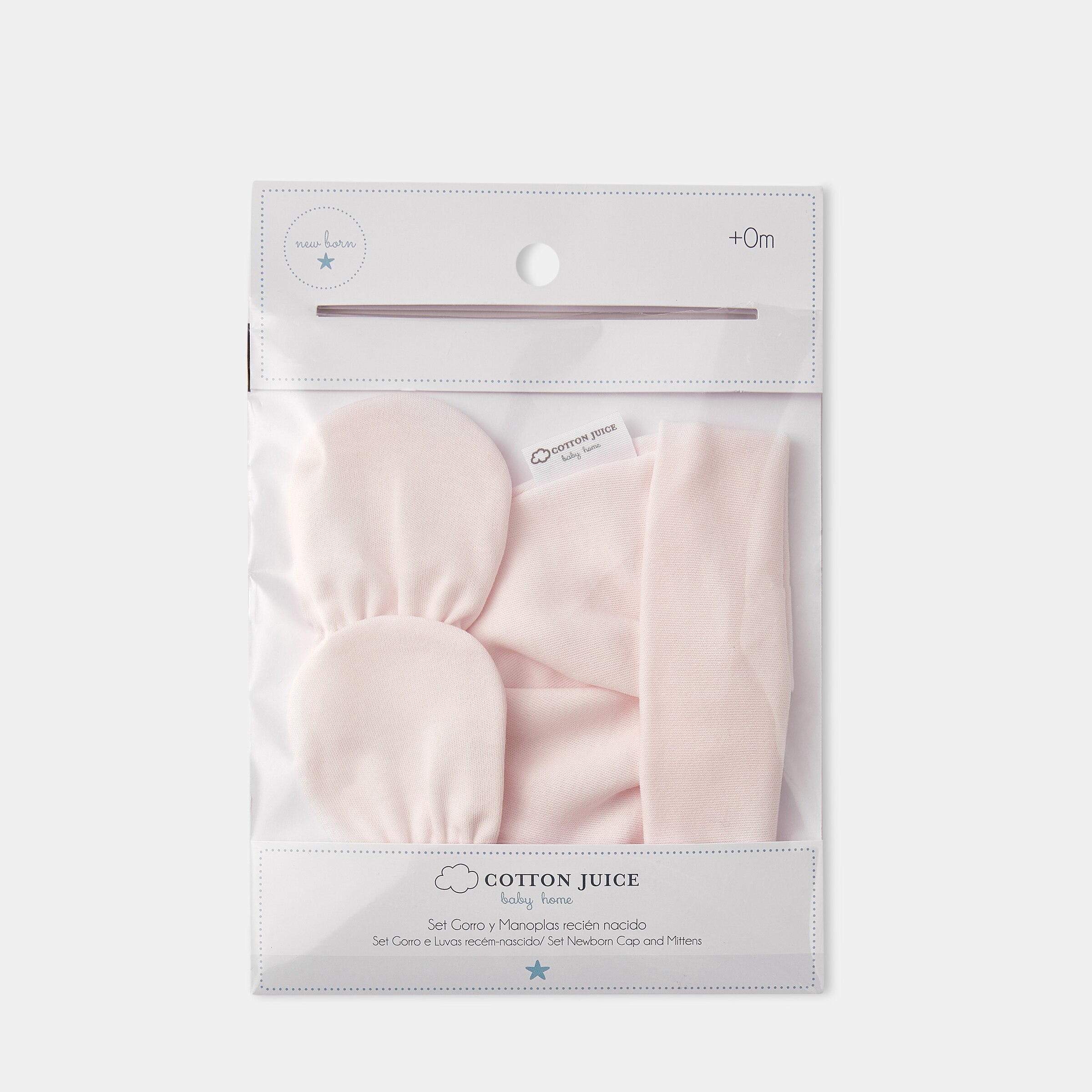 Conjunto gorro y manoplas recién nacido Cotton Juice Baby Home - Rosa Rosa-2