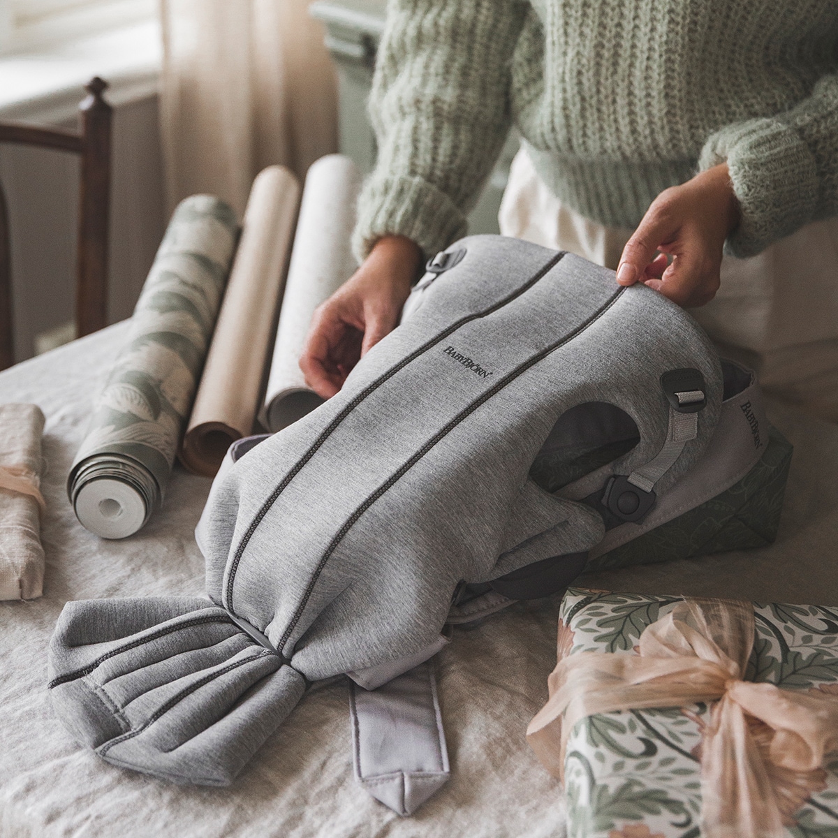 Marsúpio Mini 3D Jersey 2 Posições Cinzento-claro-2