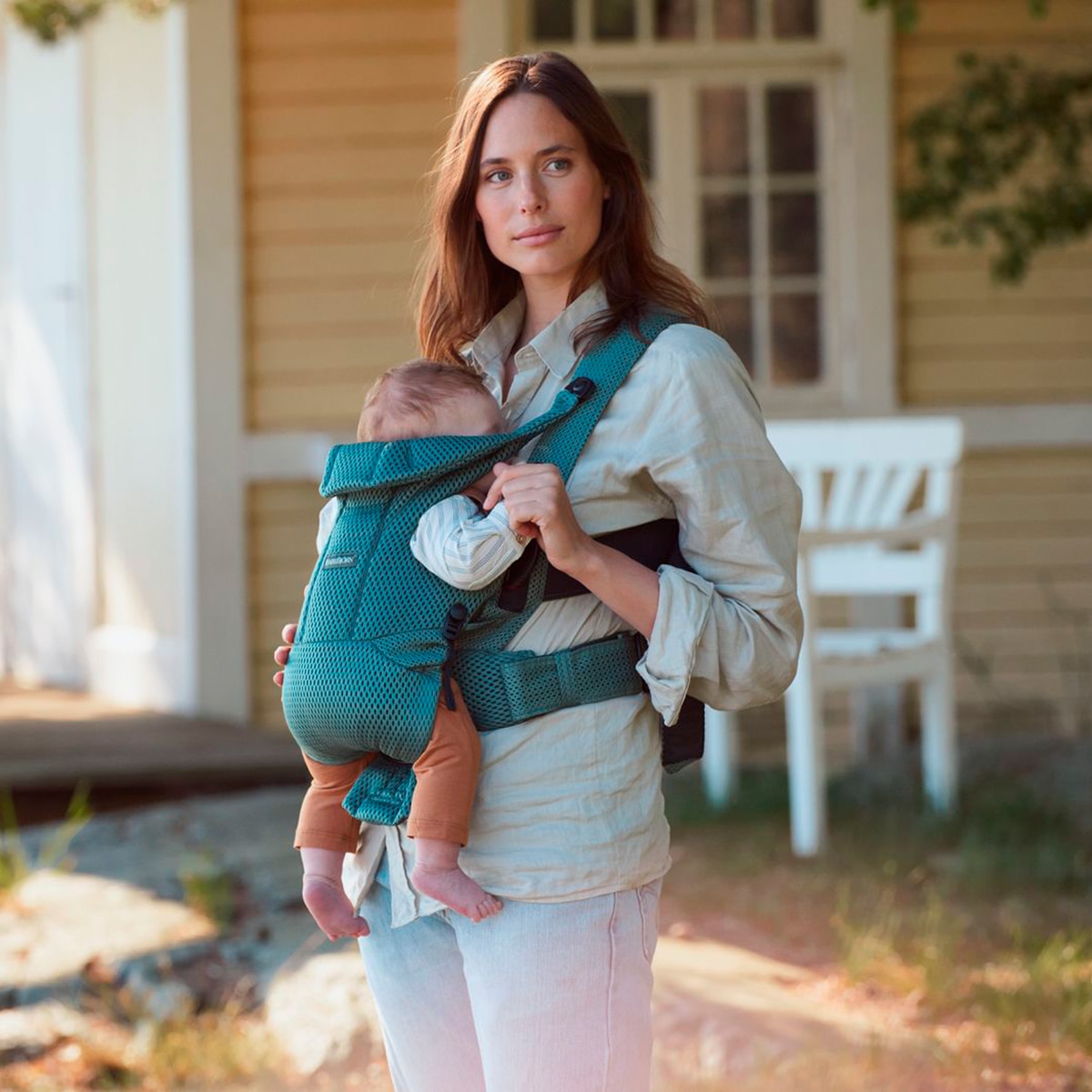 Mochila portabebés BabyBjörn Move 3D Mesh 3 posiciones Verde grisáceo Verde grisáceo-10