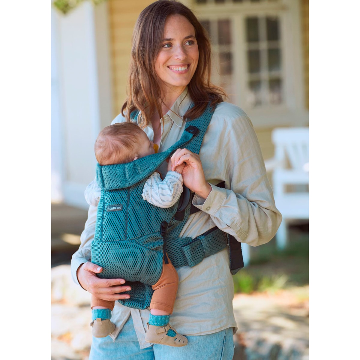 Mochila portabebés BabyBjörn Move 3D Mesh 3 posiciones Verde grisáceo Verde grisáceo-13