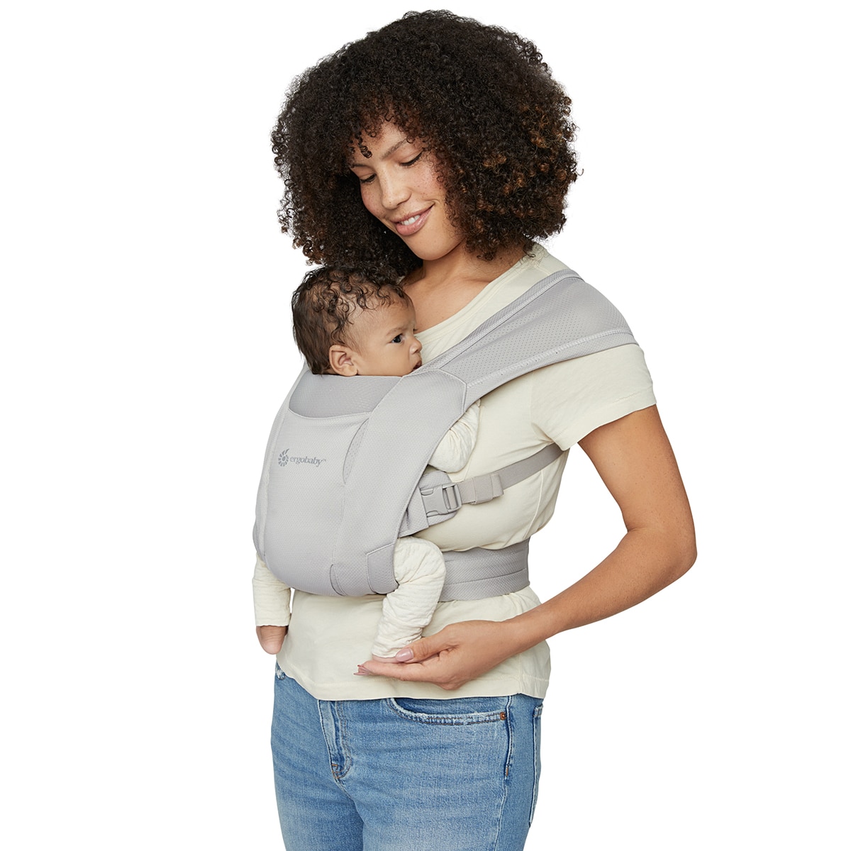 Mochila portabebe Ergobaby Embrace Soft Air Mesh Onyx Gris claro-16