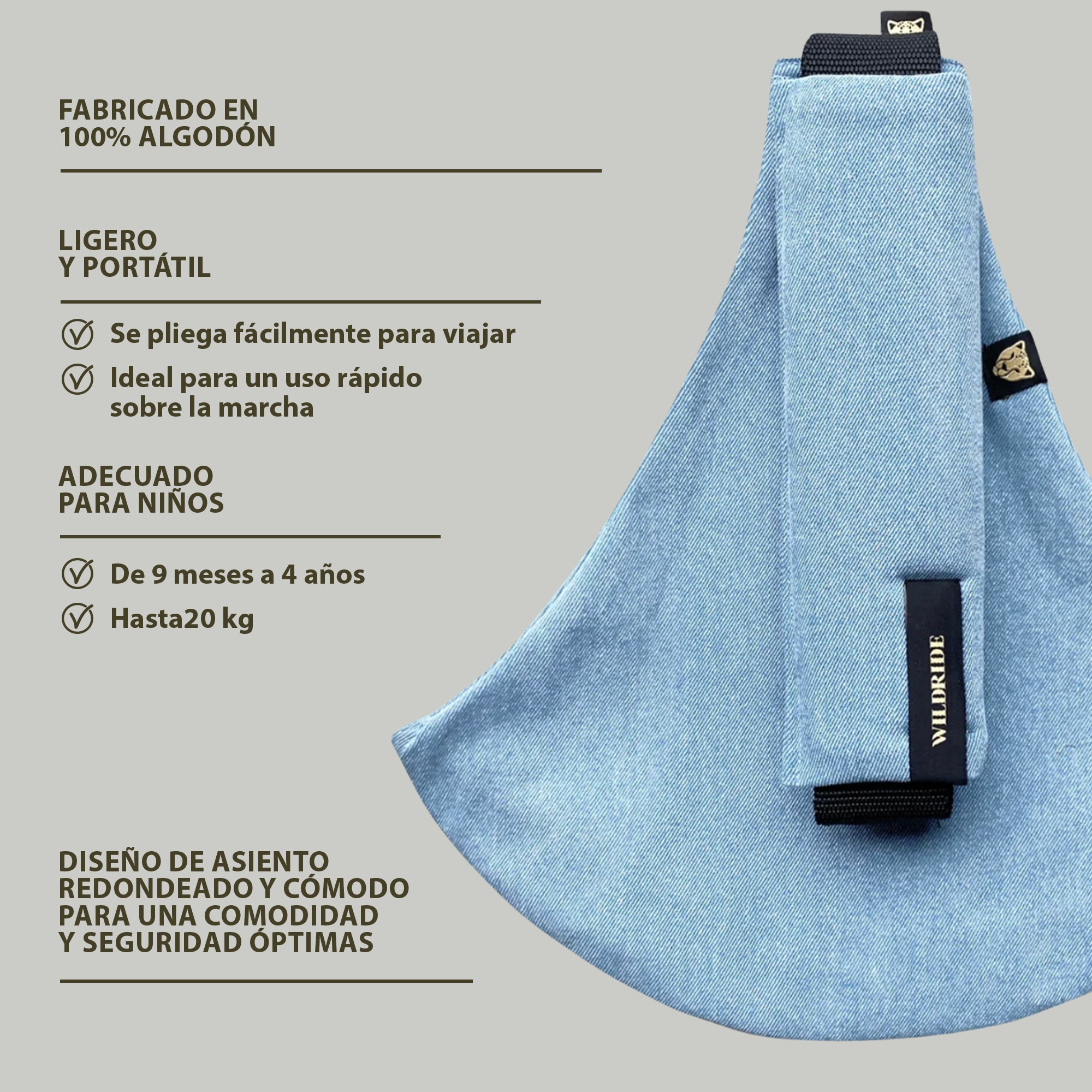Imagen 8 de Portabebé bandolera Wildride colección Main - Azul Cielo Azul Cielo