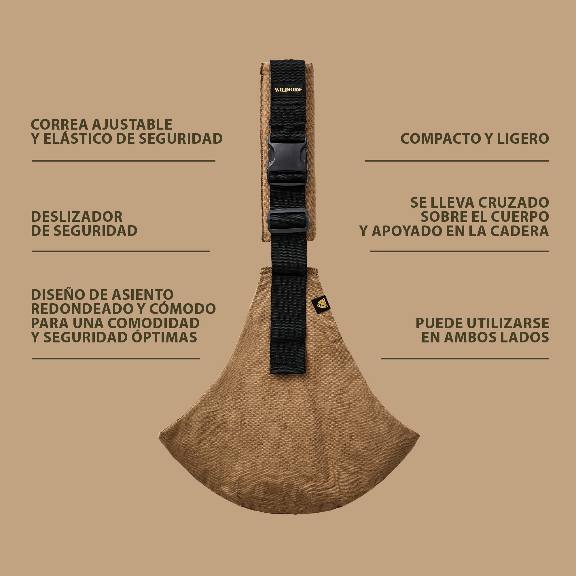 Porta-Bebés a Tiracolo de Linho Coleção Linen Castanho-claro-5