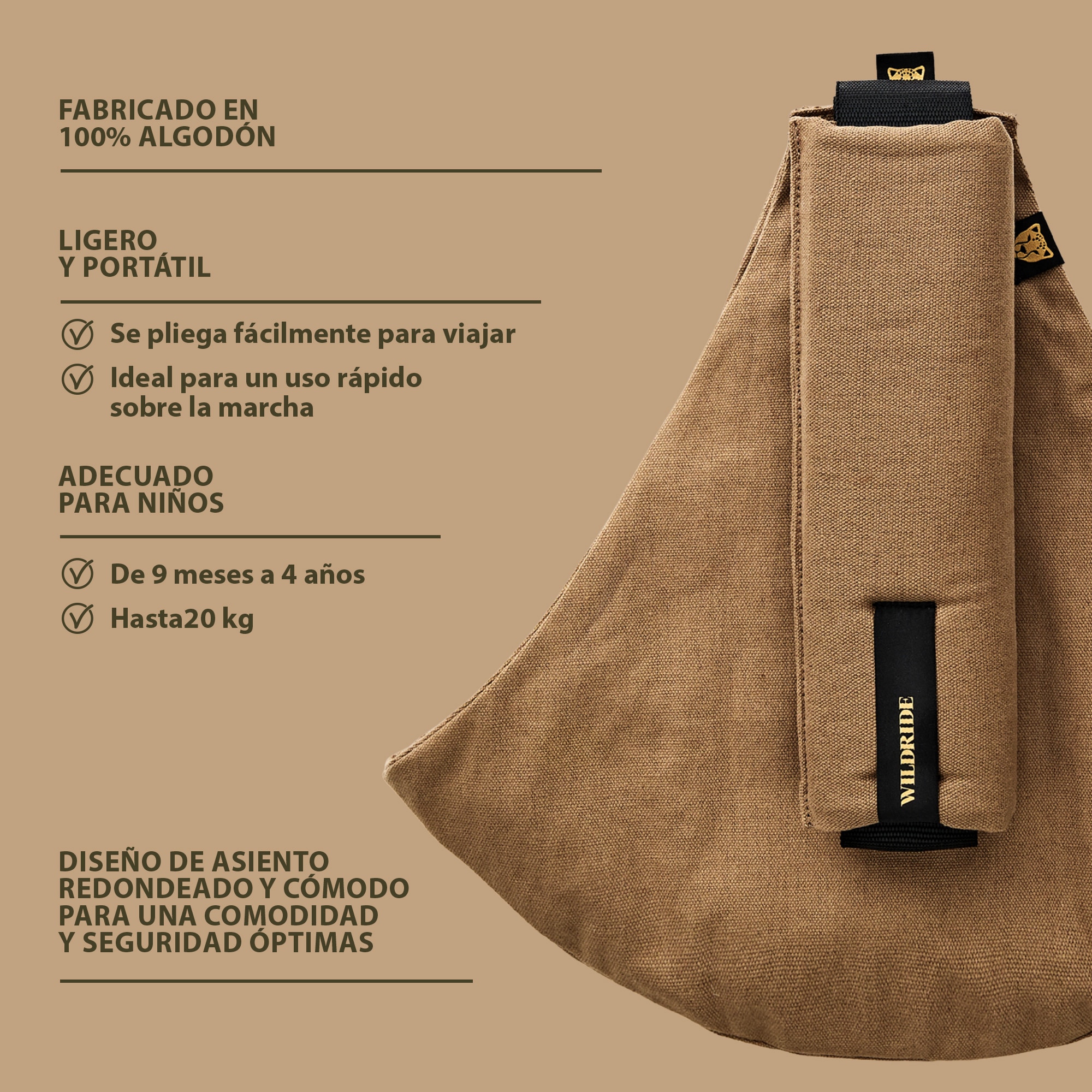 Porta-Bebés a Tiracolo de Linho Coleção Linen Castanho-claro-6