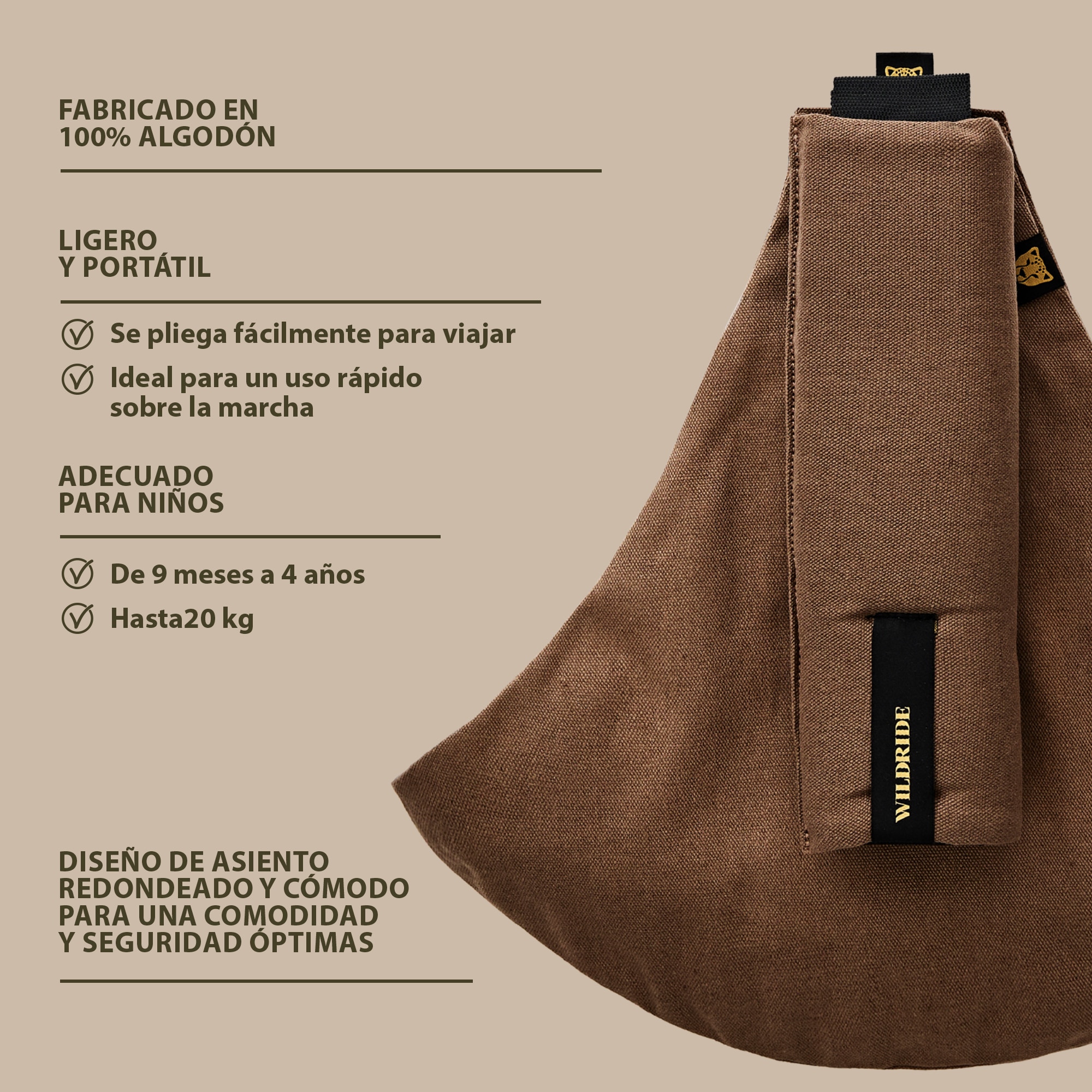 Porta-Bebés a Tiracolo de Linho Coleção Linen Castanho-7