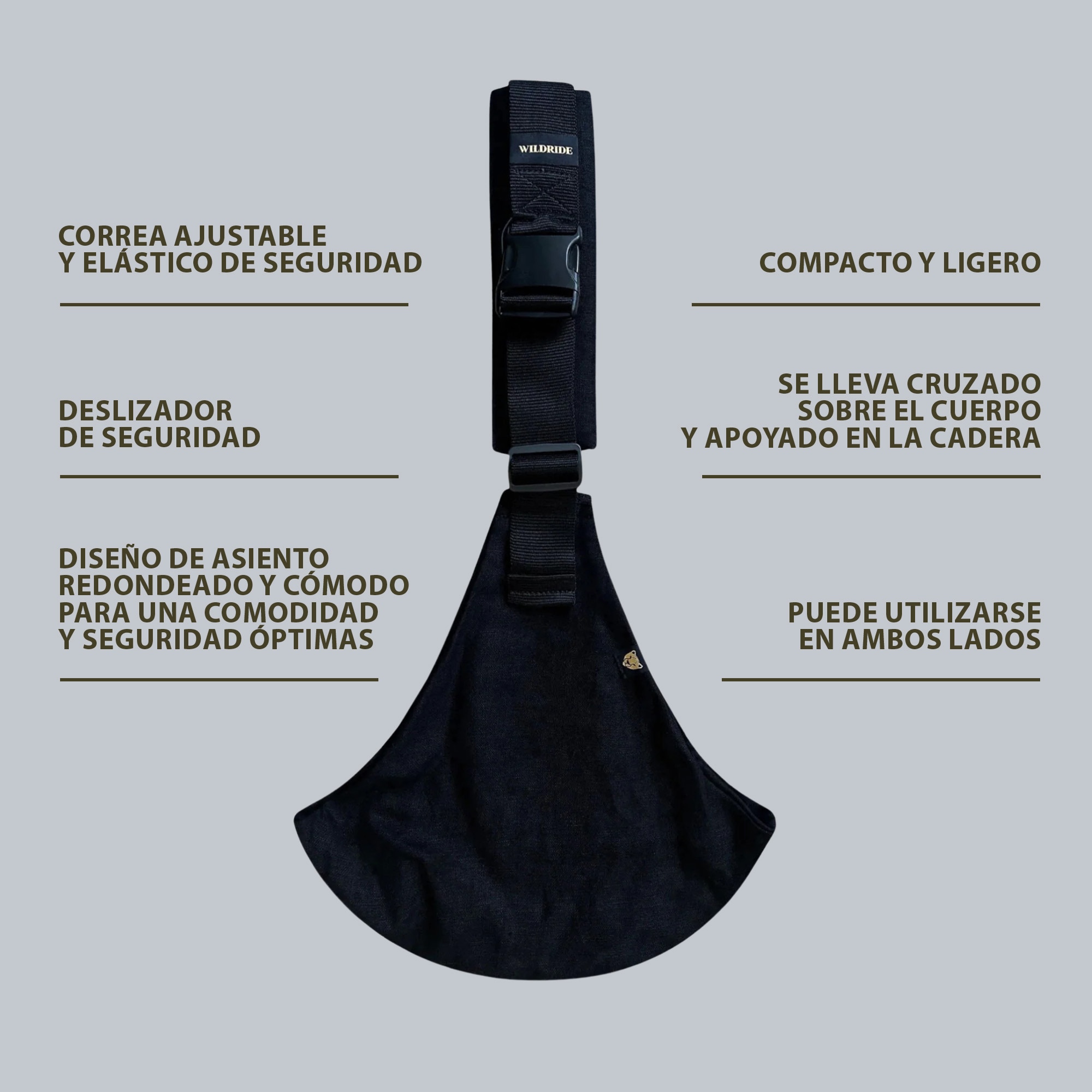 Imagen 5 de Portabebé bandolera Wildride lino colección Linen - Negro Negro