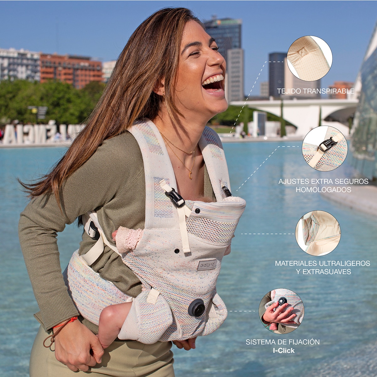 Mochila Portabebés Availand Ergo Soft  3 posiciones Multicolor Multicolor-10