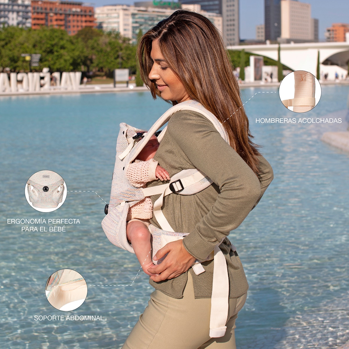 Mochila Portabebés Availand Ergo Soft  3 posiciones Multicolor Multicolor-11