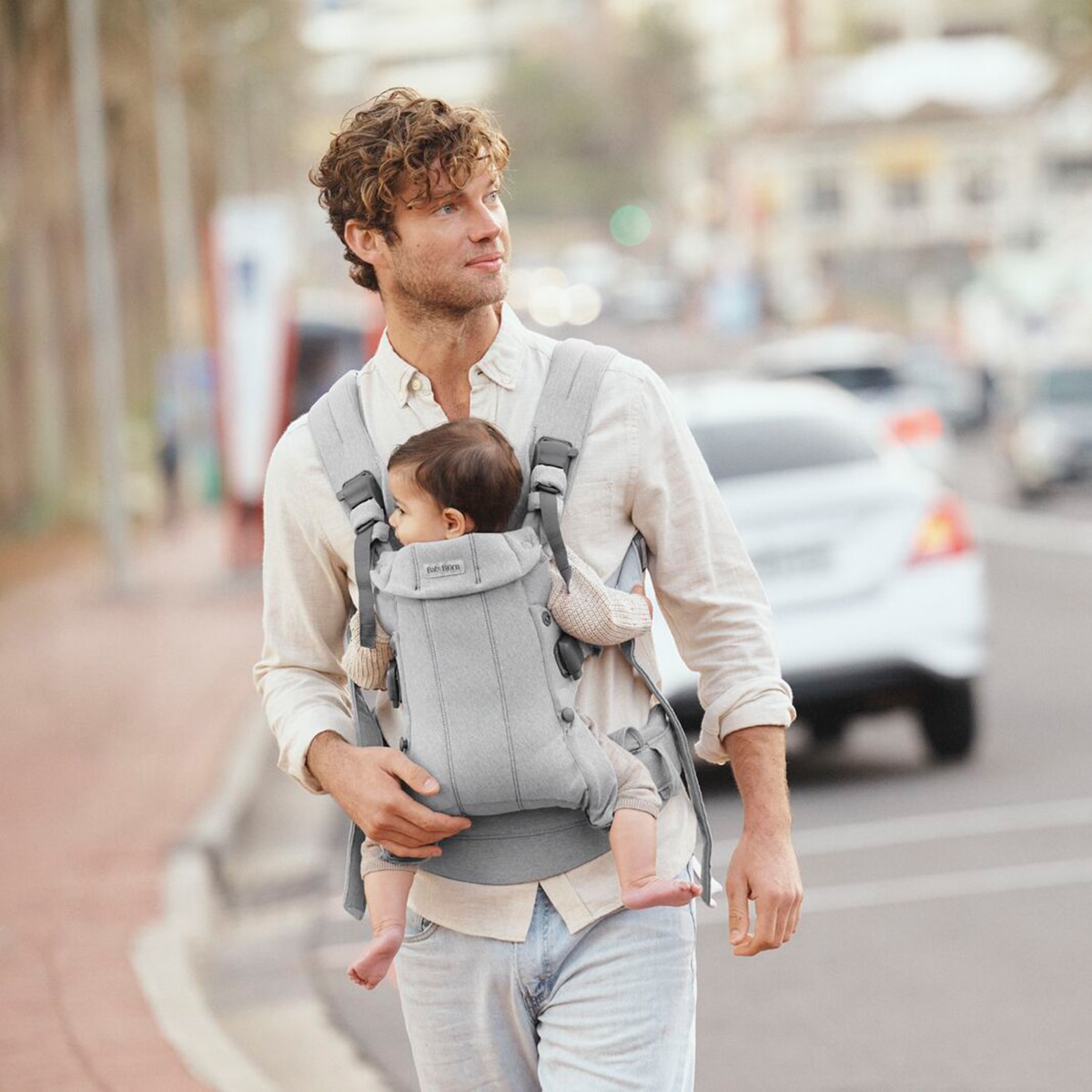 Mochila Porta Bebé BabyBjörn Harmony Tejido Woven Melange 3 posiciones - Gris claro Gris claro-6