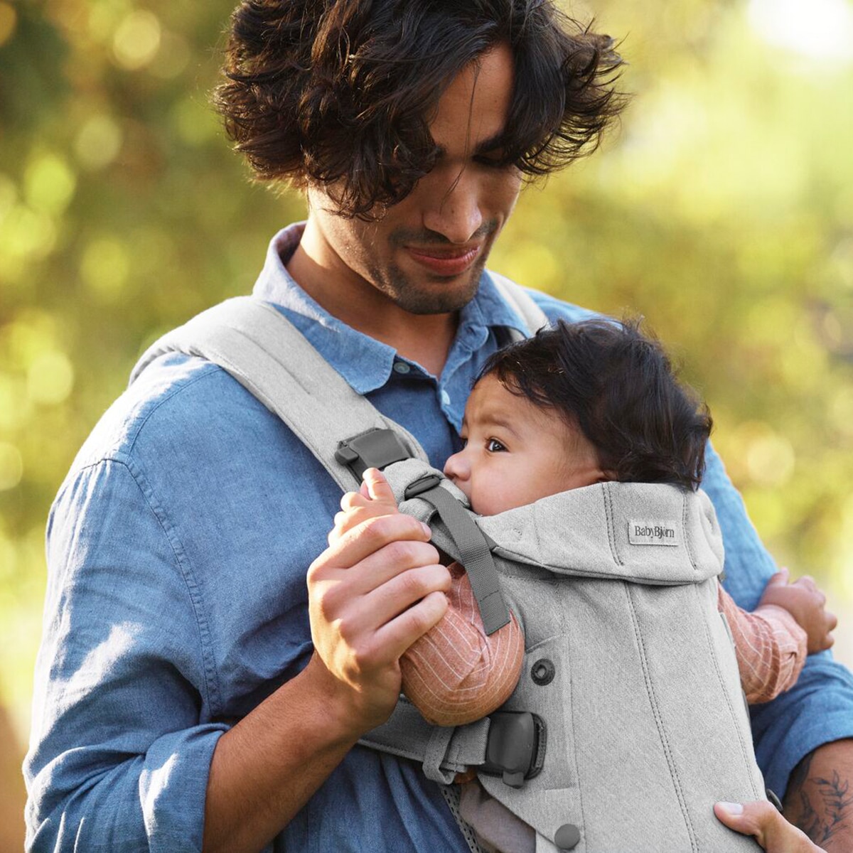 Mochila Porta Bebé BabyBjörn Harmony Tejido Woven Melange 3 posiciones - Gris claro Gris claro-9