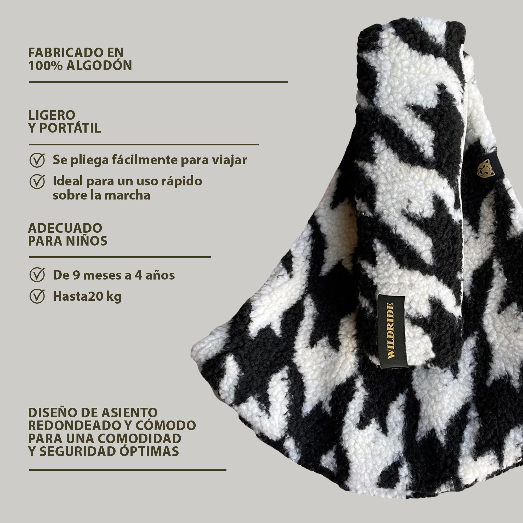 Imagen 6 de Portabebé bandolera Wildride winter collection - Blanco Blanco