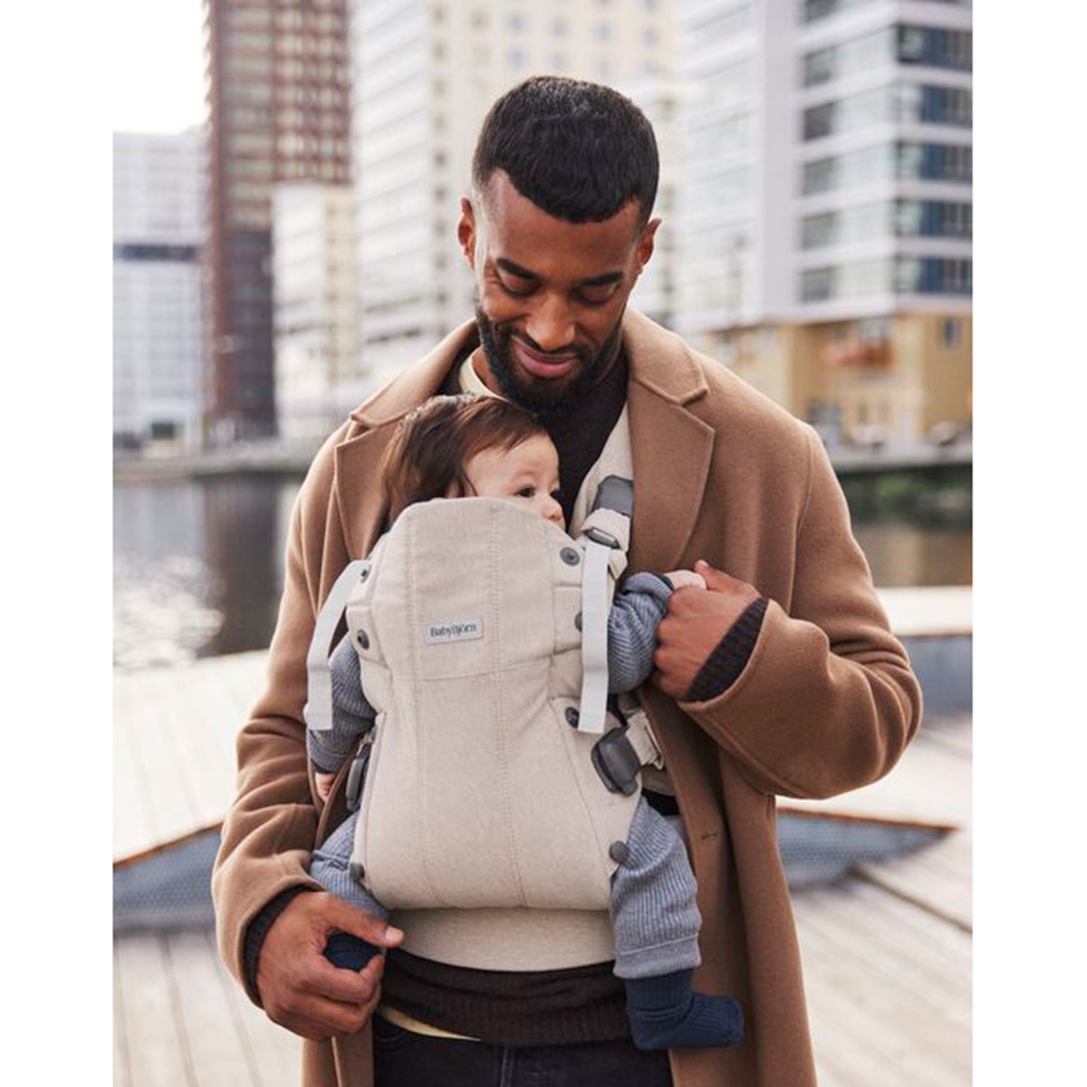 Mochila Porta Bebé BabyBjörn Harmony Tejido Woven Melange 3 posiciones - Beige Beige-4