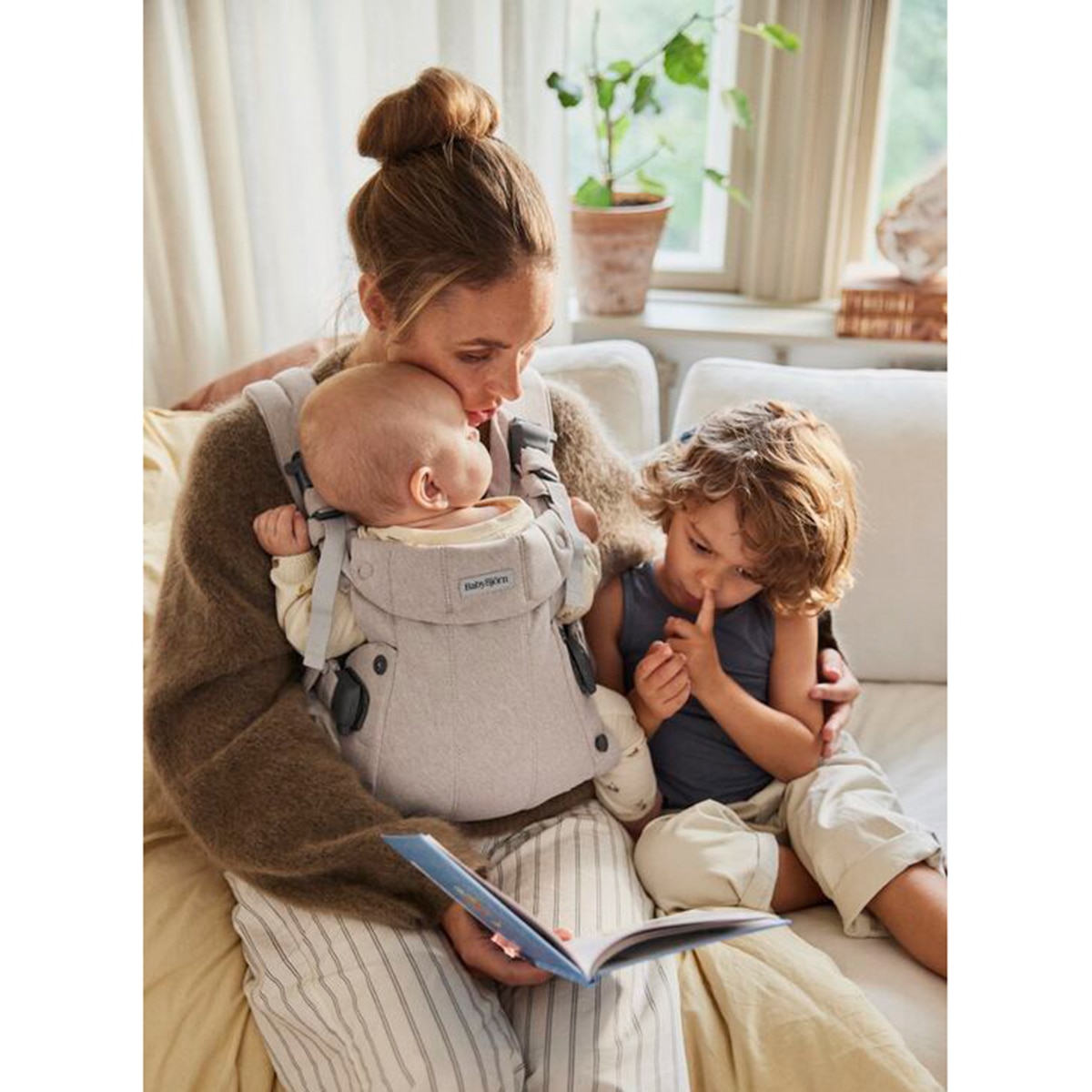 Mochila Porta Bebé BabyBjörn Harmony Tejido Woven Melange 3 posiciones - Beige Beige-9