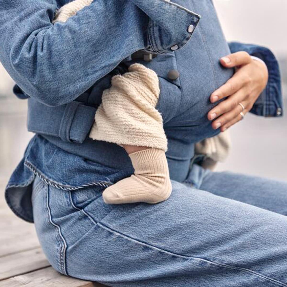 Mochila Porta-bebés Harmony Tecido Woven Melange 3 Posições Azul-claro-6