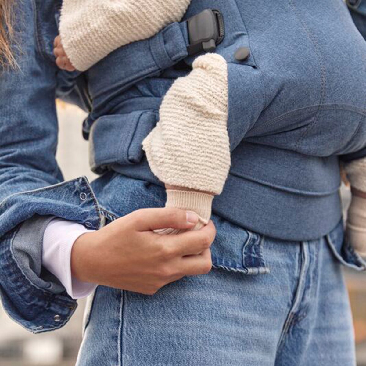 Mochila Porta-bebés Harmony Tecido Woven Melange 3 Posições Azul-claro-8