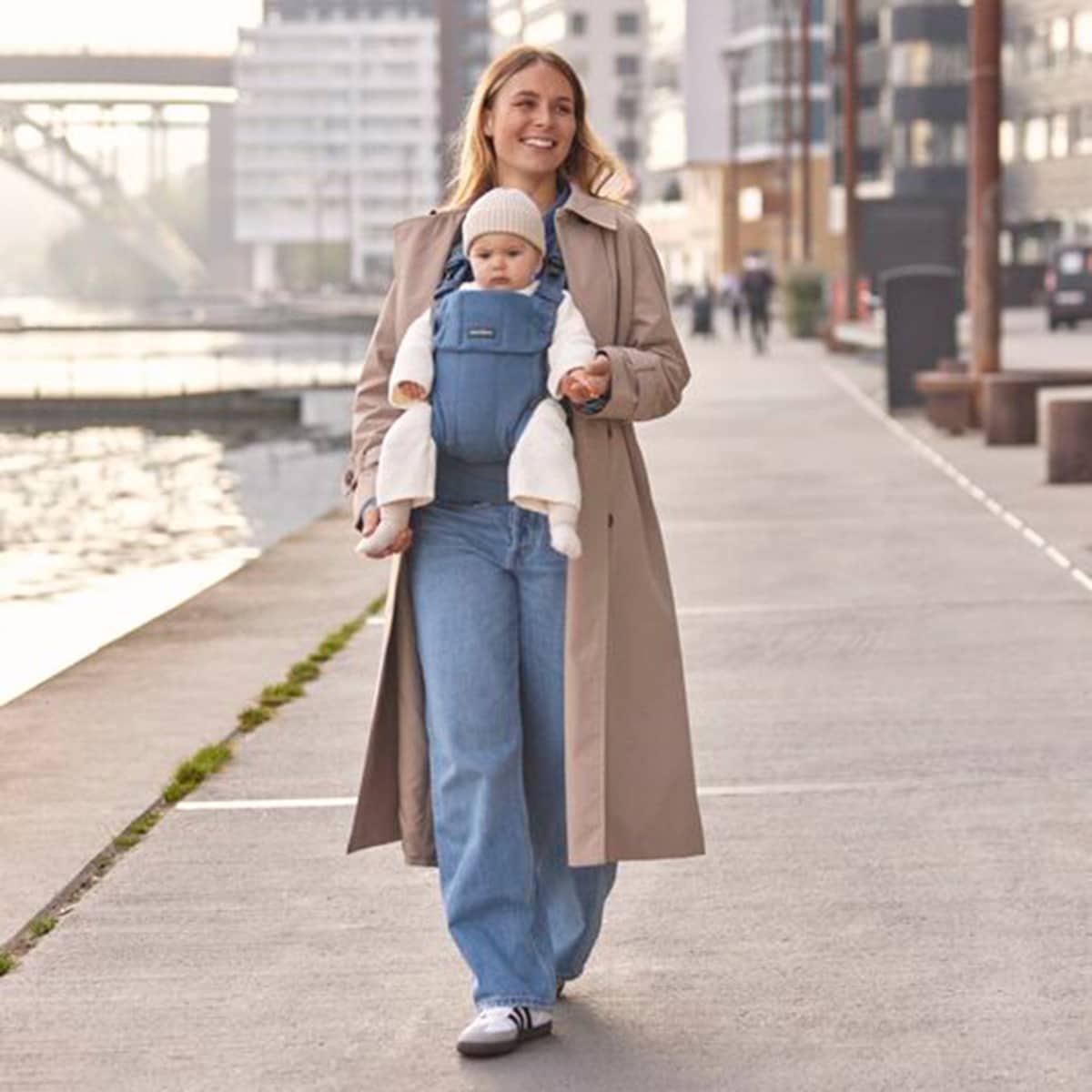 Mochila Porta-bebés Harmony Tecido Woven Melange 3 Posições Azul-claro-11