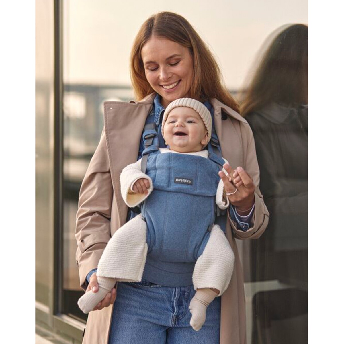 Mochila Porta-bebés Harmony Tecido Woven Melange 3 Posições Azul-claro-12