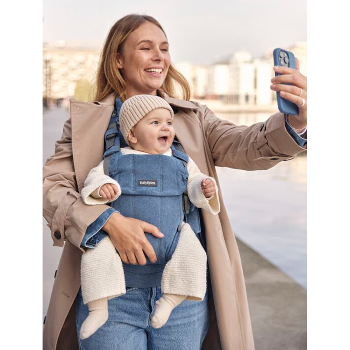 Mochila Porta-bebés Harmony Tecido Woven Melange 3 Posições Azul-claro-13