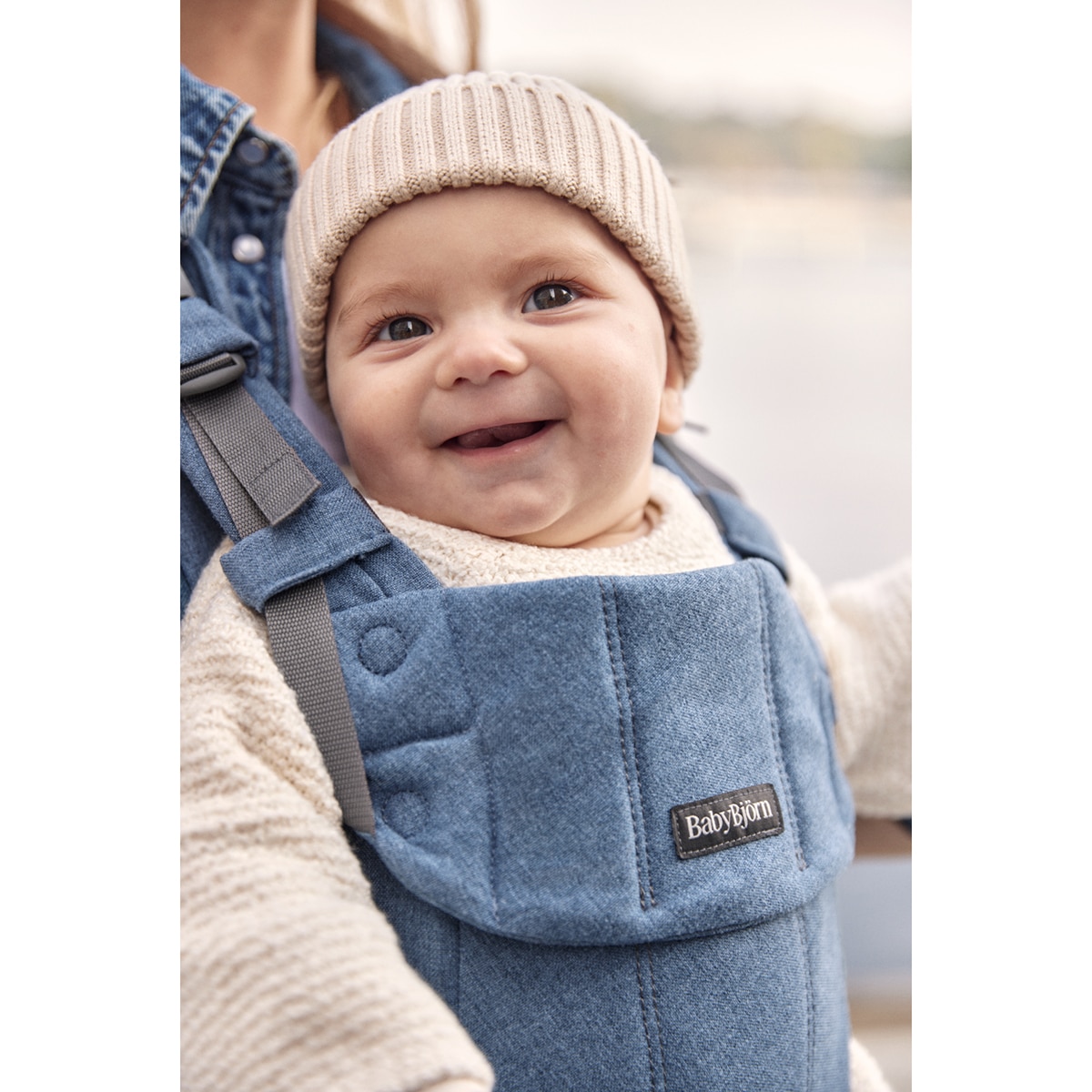 Mochila Porta-bebés Harmony Tecido Woven Melange 3 Posições Azul-claro-15