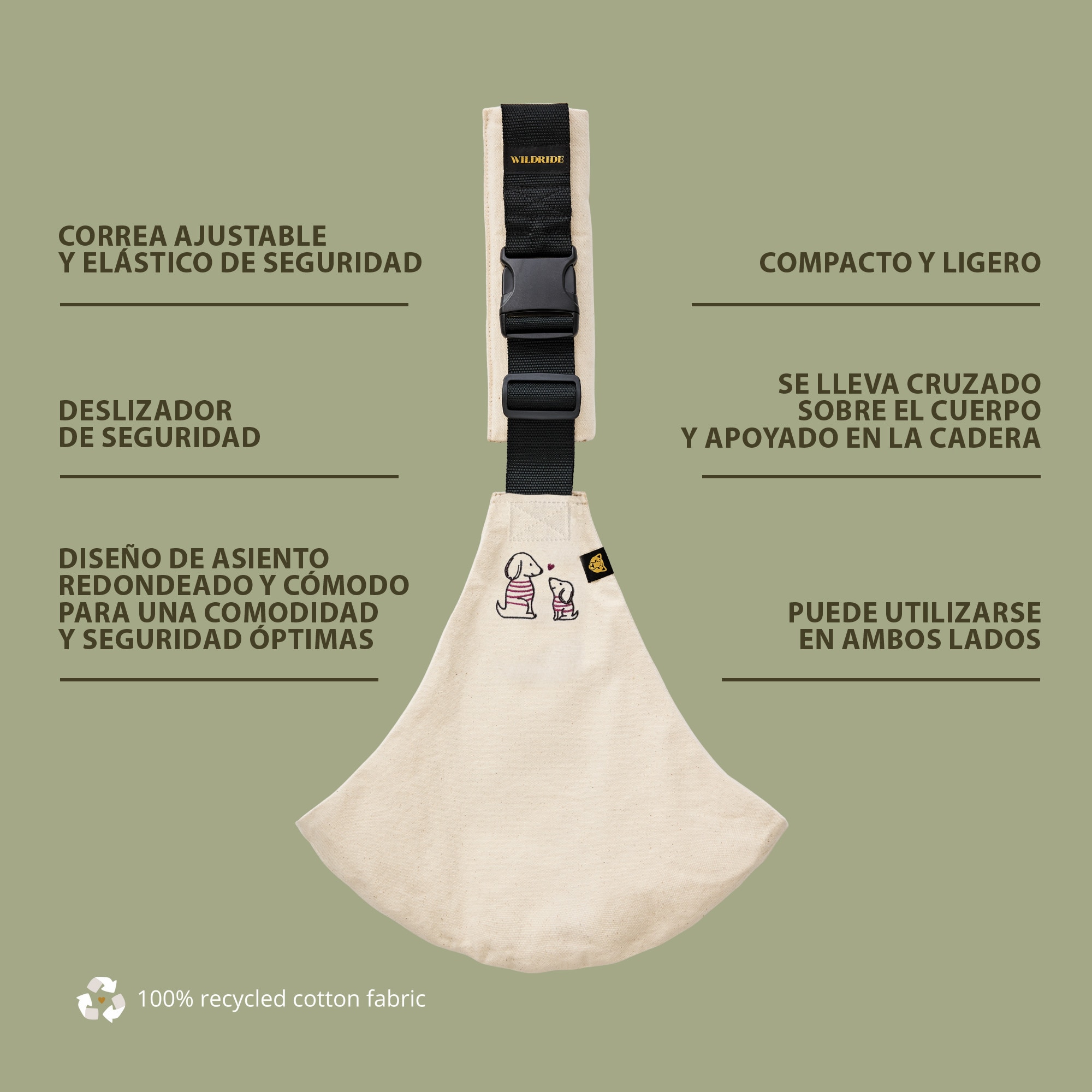 Portabebé bandolera Wildride Colección ECO con bordado - Blanco hielo Blanco hielo-7