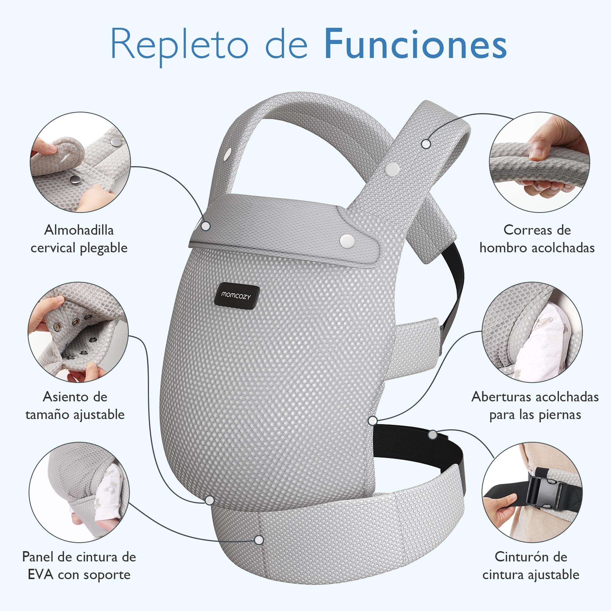 Mochila portabebé Momcozy Air Mesh, 2 posiciones - Gris Gris-8