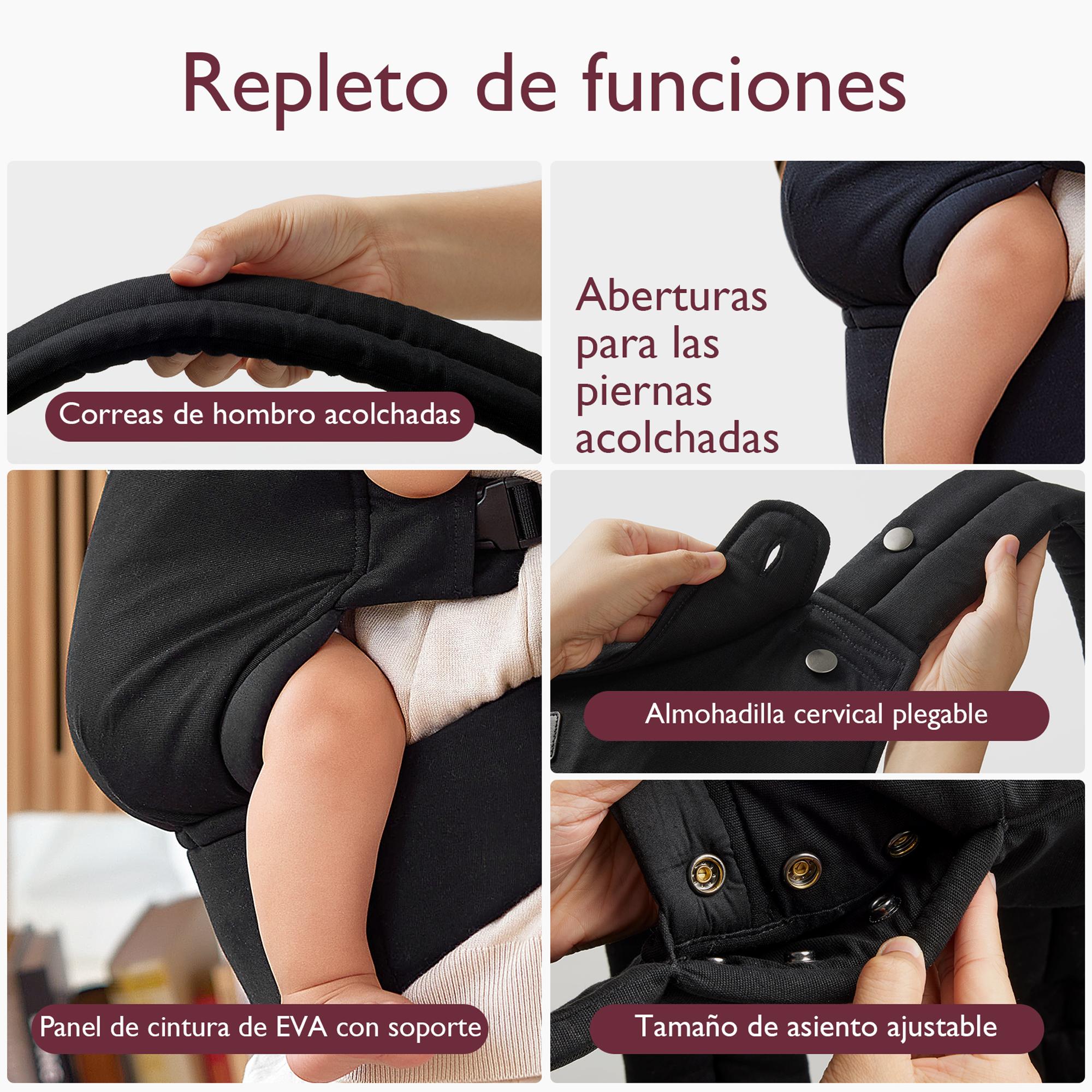 Imagen 7 de Mochila portabebé Momcozy cotton, 2 posiciones - Negro Negro