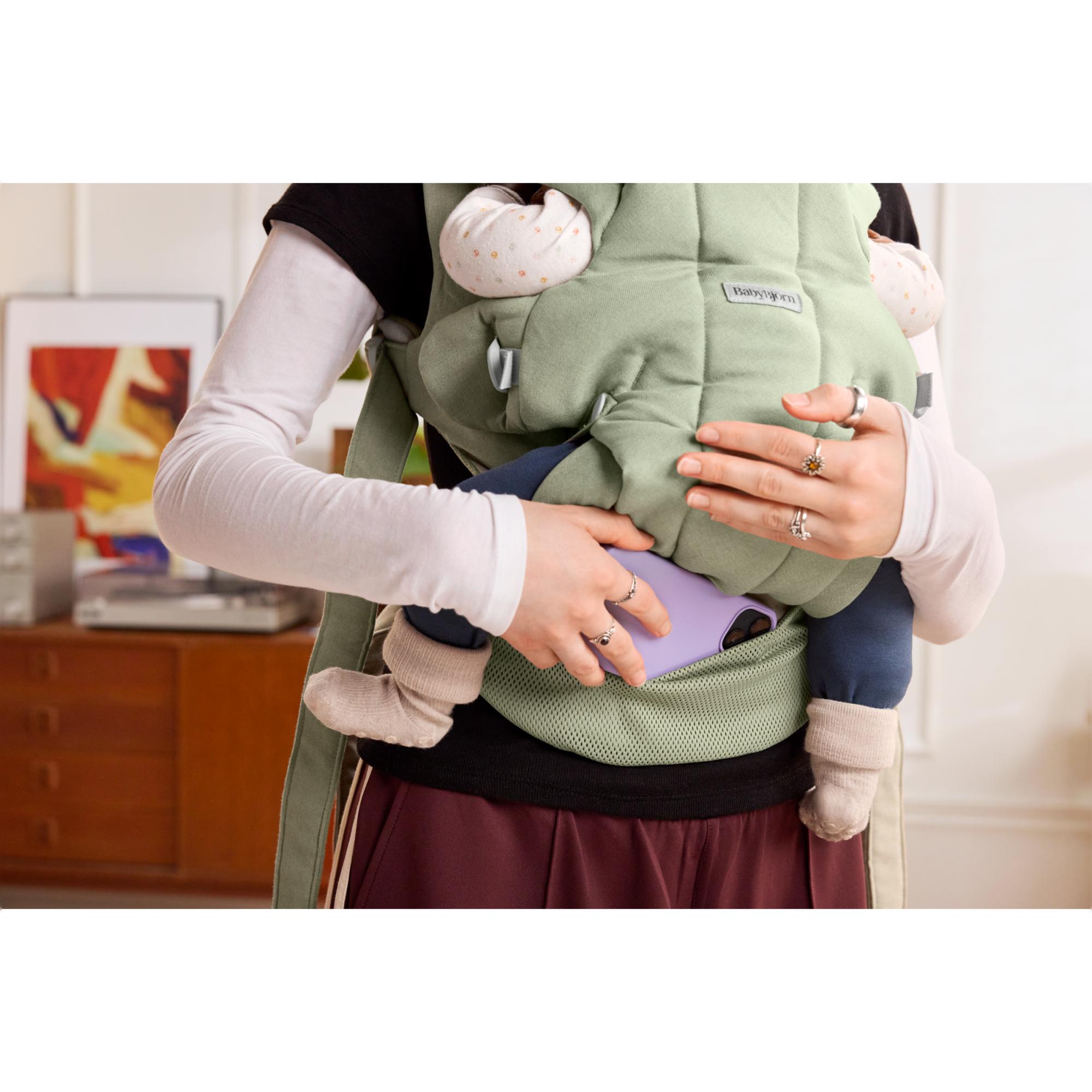 Imagen 11 de Mochila portabebé BabyBjörn Hold tejido Woven 3 posiciones - Verde Agua Verde Agua