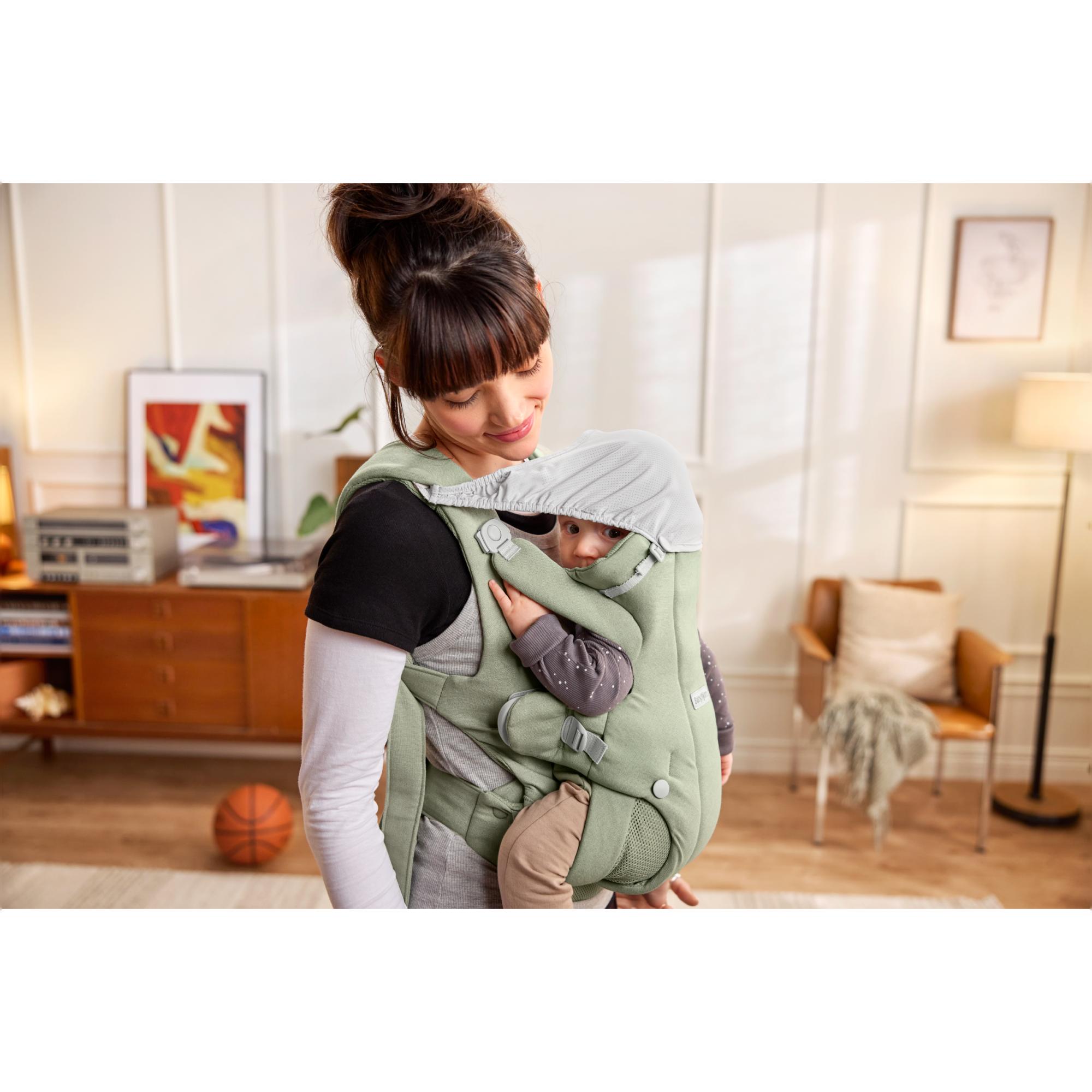 Imagen 12 de Mochila portabebé BabyBjörn Hold tejido Woven 3 posiciones - Verde Agua Verde Agua