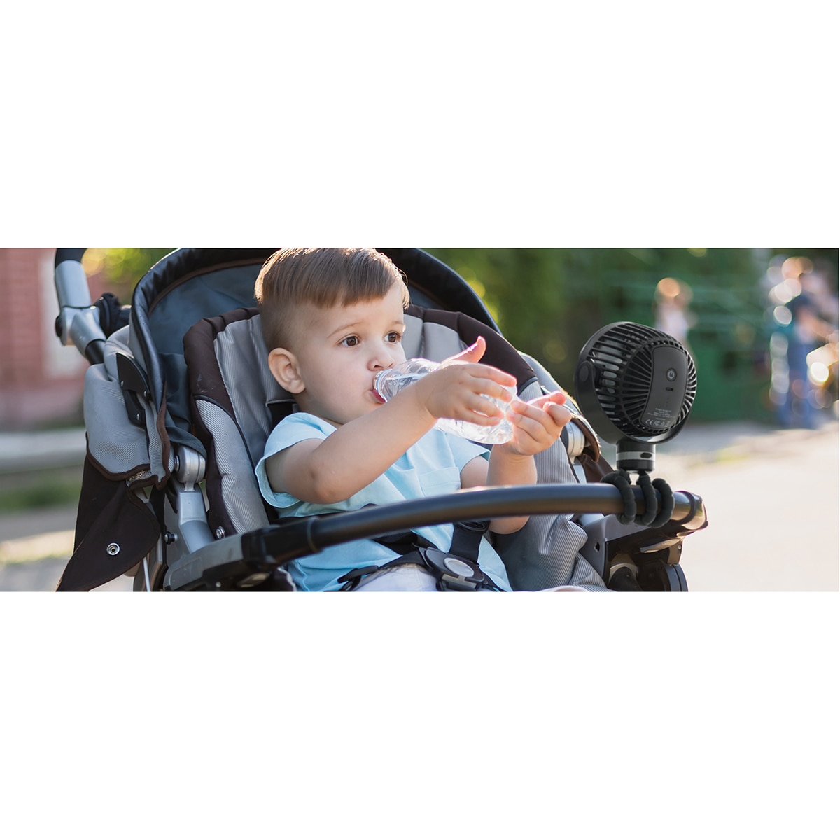 Ventoinha portátil Momcozy para carrinho de bebé ou carrinho de passeio Preto-4
