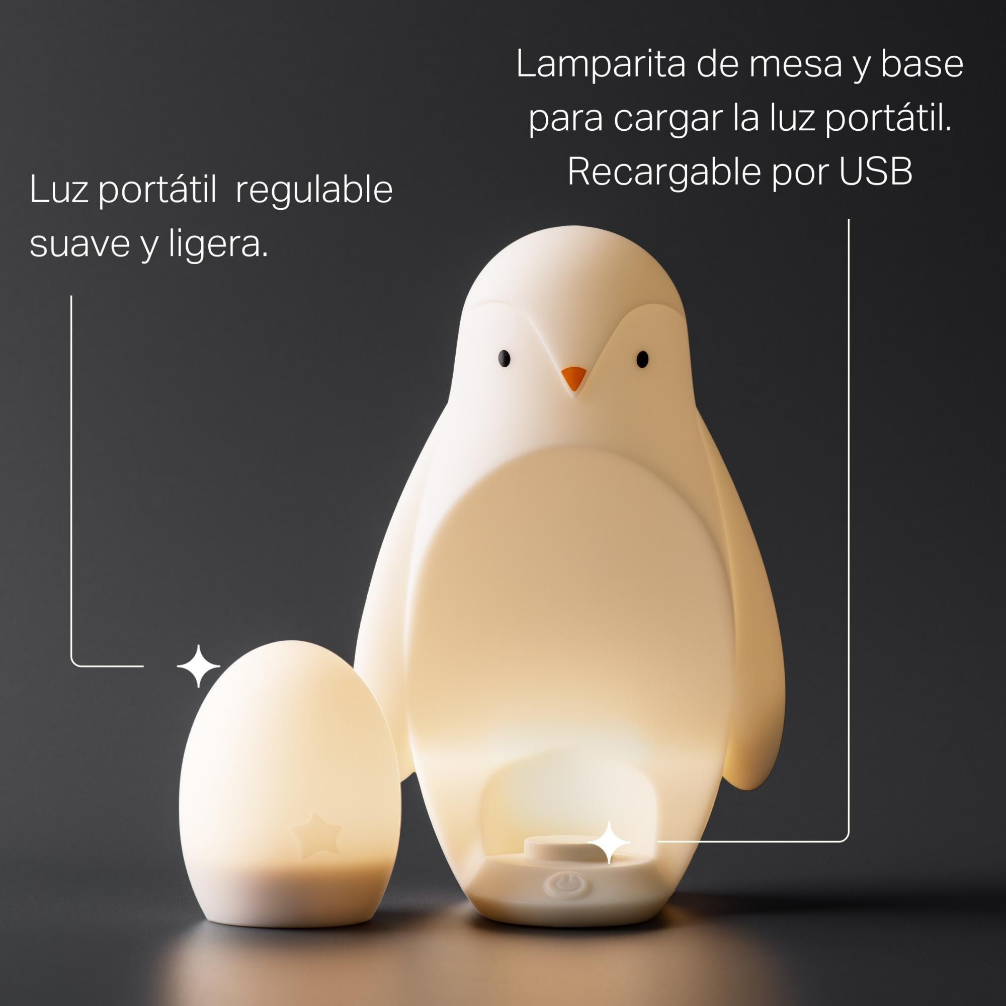 Luz Quitamiedos Tommee Tippee Pingüino Grobite luz nocturna 2 en 1 de silicona - Blanco Blanco-5