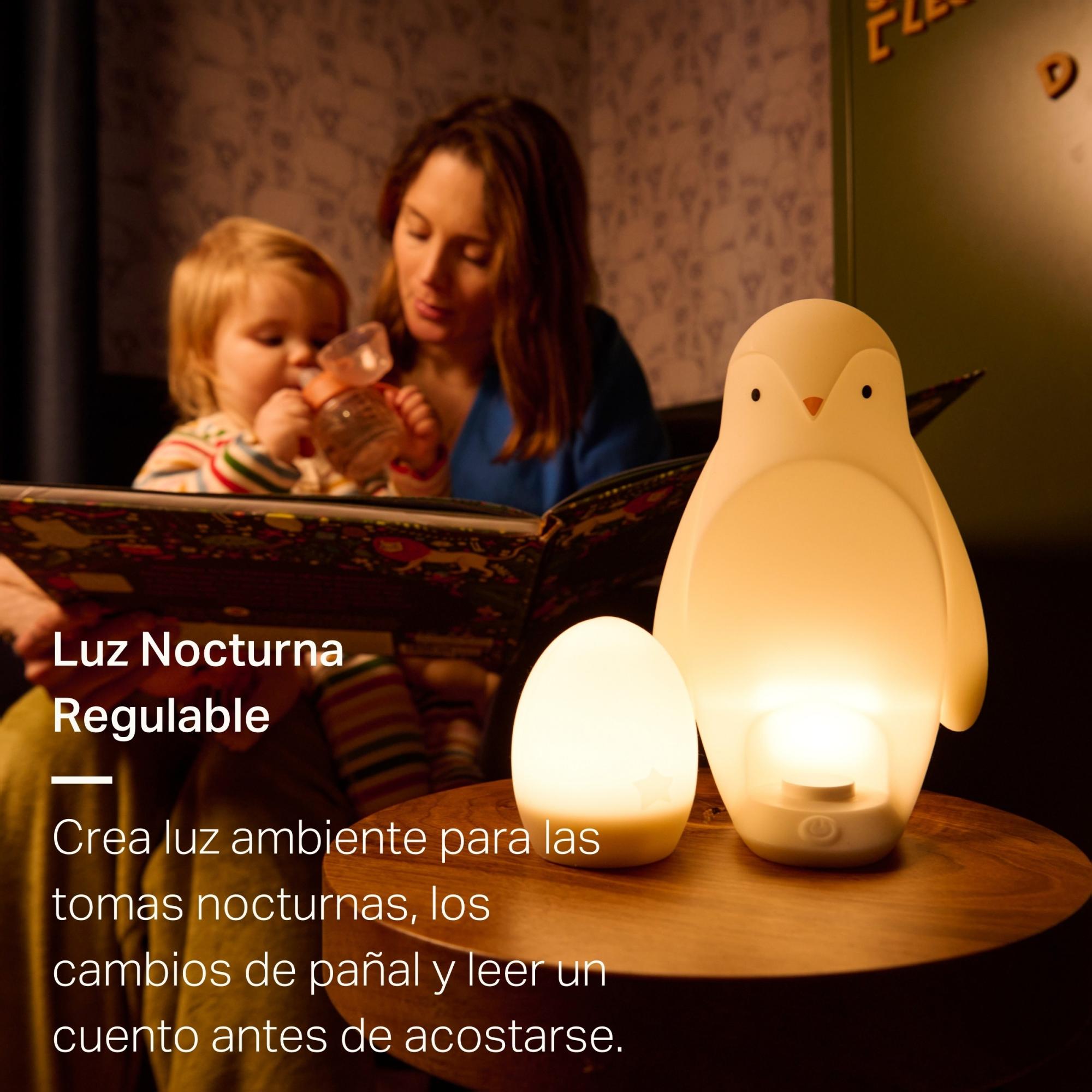Luz Quitamiedos Tommee Tippee Pingüino Grobite luz nocturna 2 en 1 de silicona - Blanco Blanco-7