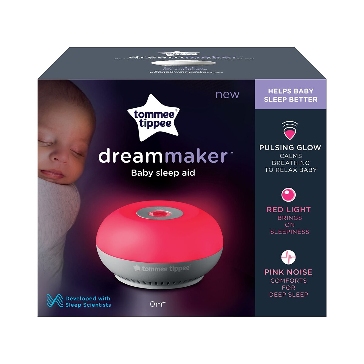 Duermebebés Dreammaker, Quitamiedos, Ruido Rosa con Sensor de Llantos - Blanco Blanco-3