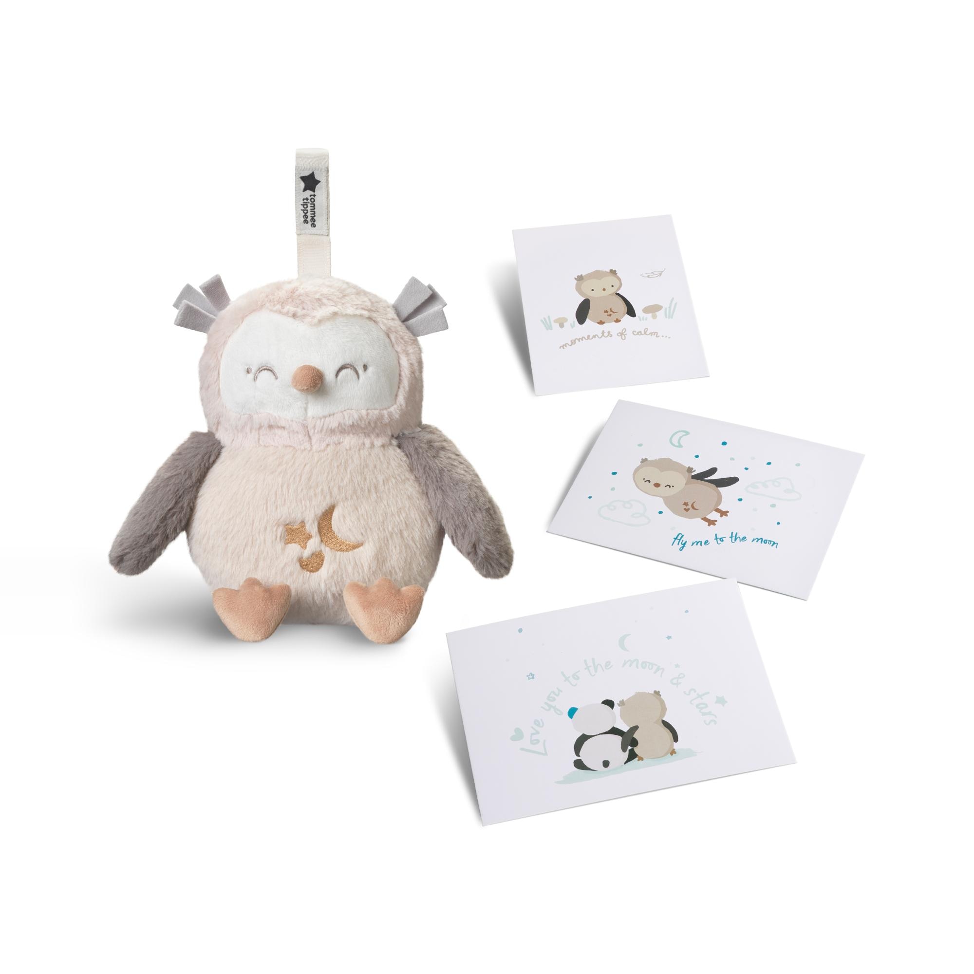 Peluche quitamiedos duermebebés deluxe con Luz nocturna, sonidos y sensor de llanto, Tommee tippee ollie el búho Beige Beige-10