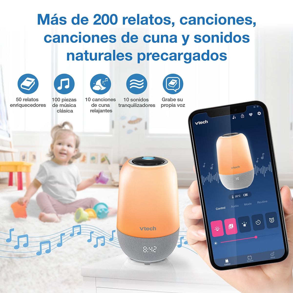 Luz de Presença com Programa de Treino de Sonho e Melodias Branco-25