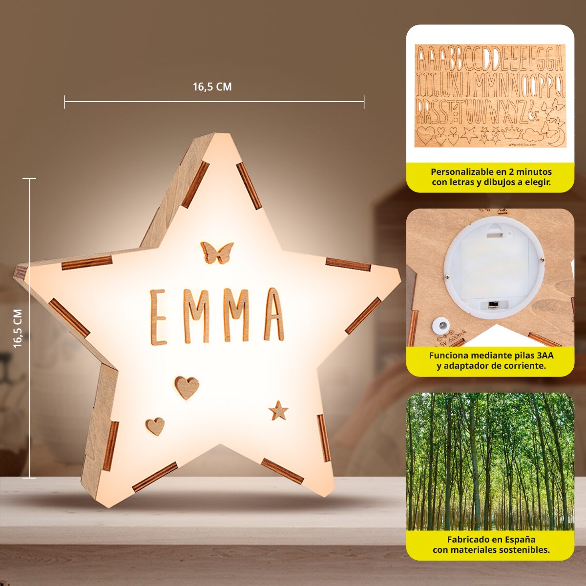 Luz quitamiedos Vintiun personalizable estrella - Natural Natural-6