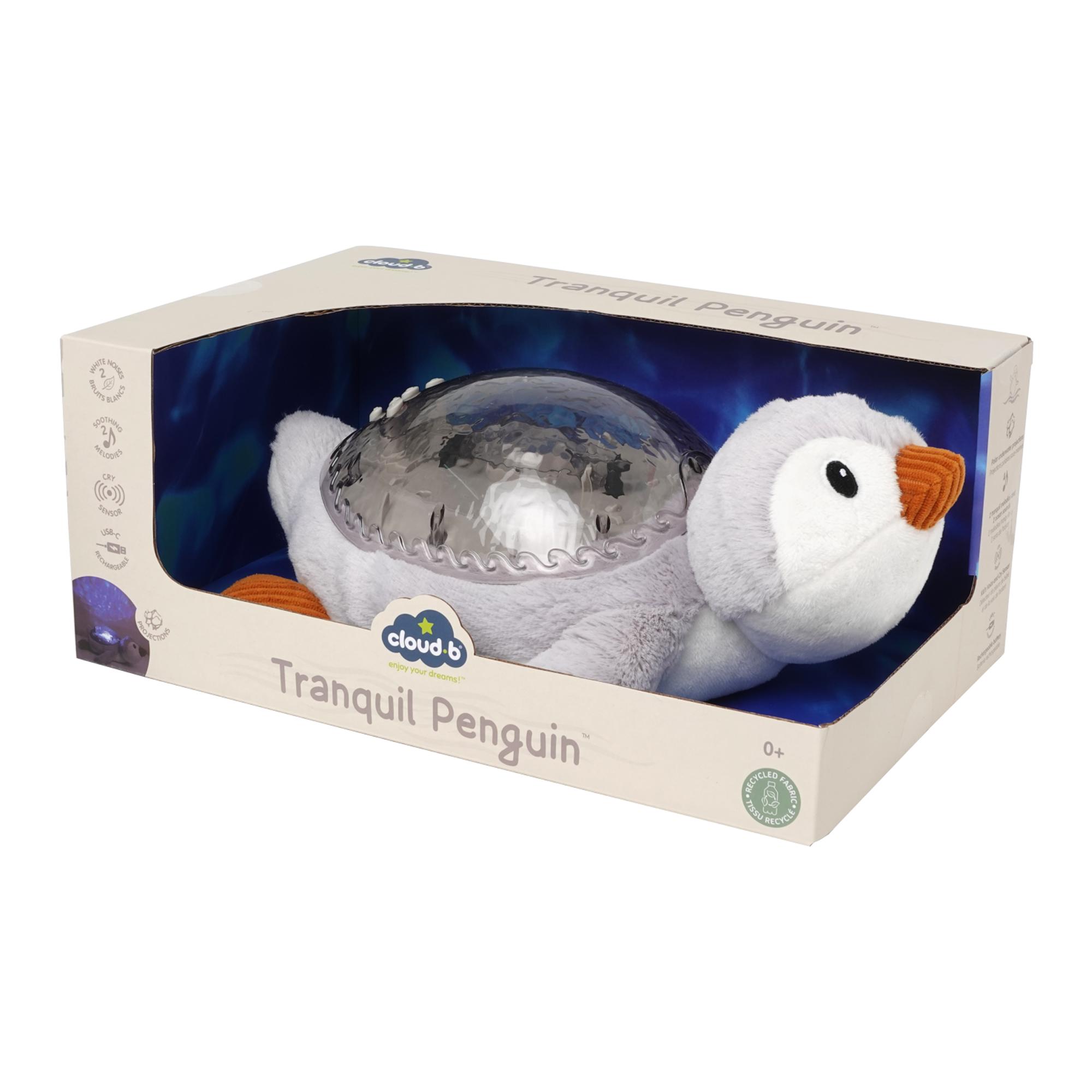 Lámpara proyector pingüino Cloud B con luces, música y sonidos suaves con recarga USB Gris claro Gris claro-3