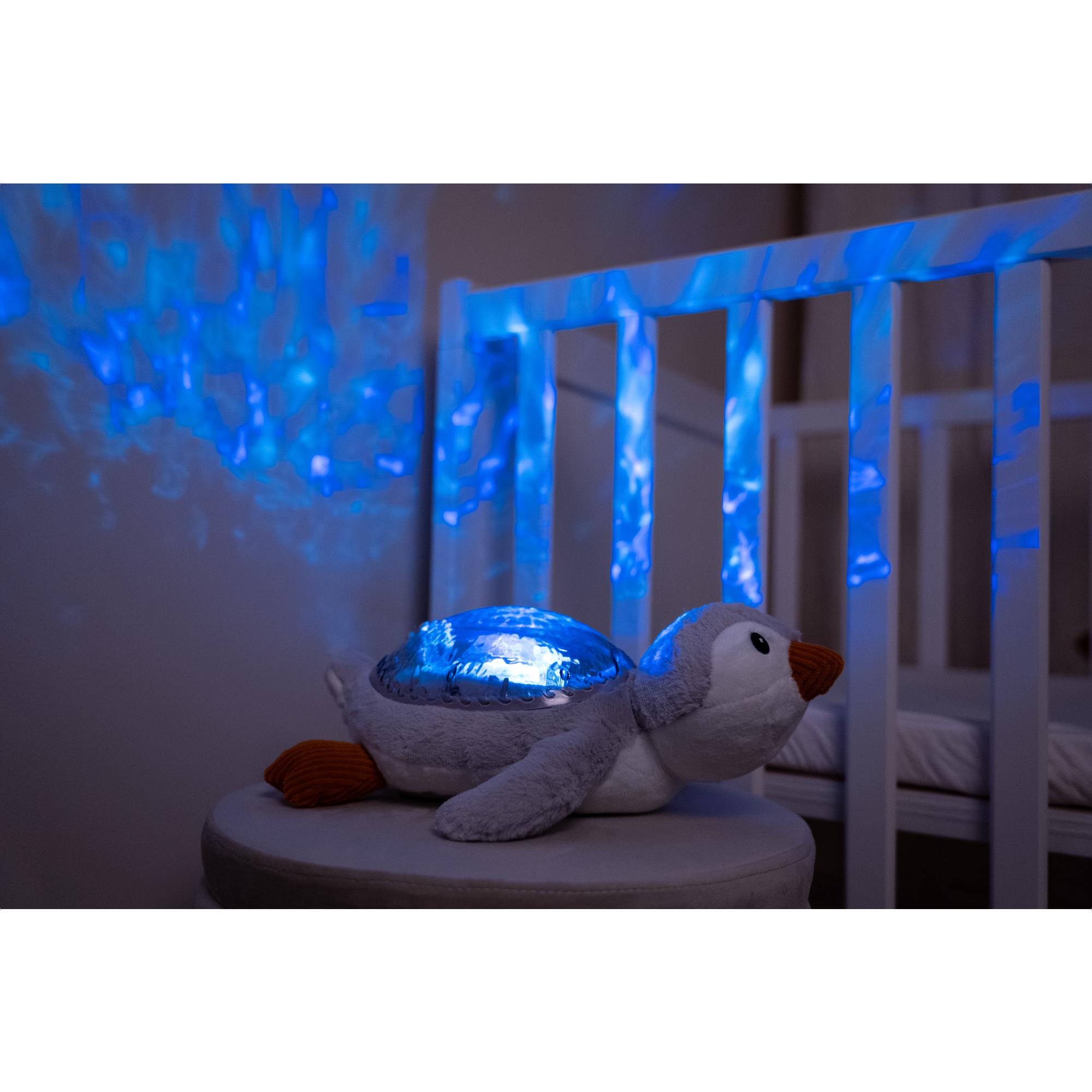Lámpara proyector pingüino Cloud B con luces, música y sonidos suaves con recarga USB Gris claro Gris claro-4