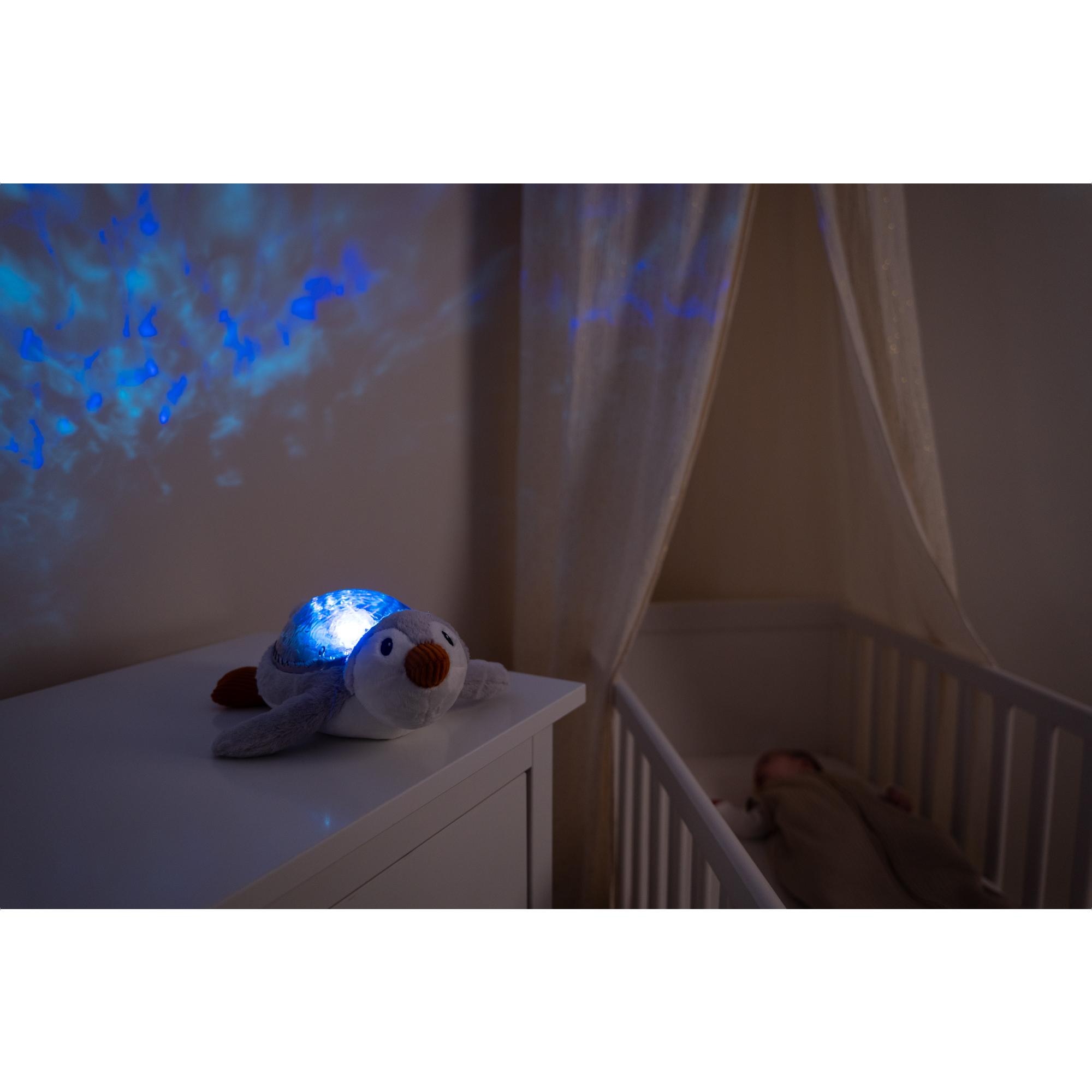 Lámpara proyector pingüino Cloud B con luces, música y sonidos suaves con recarga USB Gris claro Gris claro-5