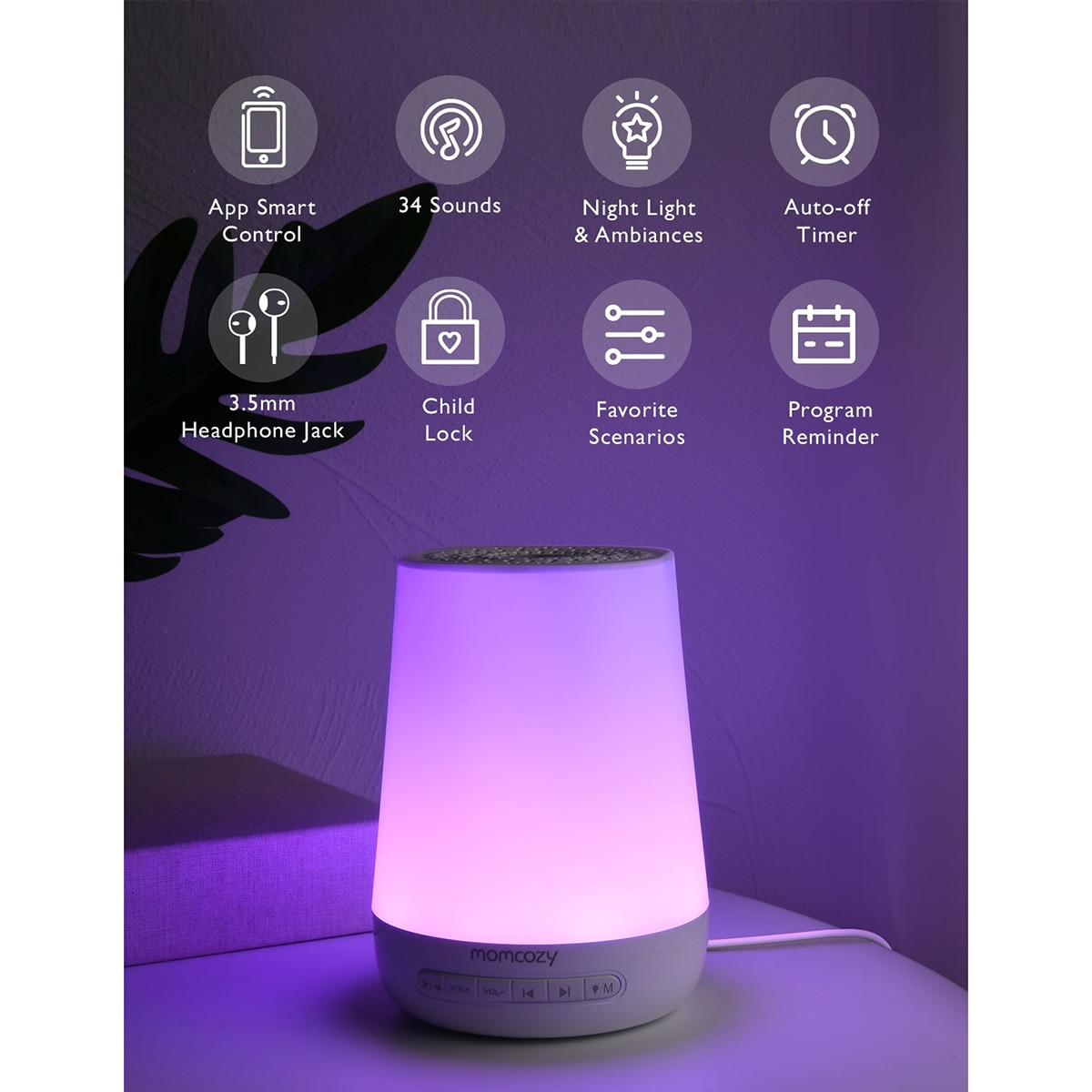 Luz de presença Momcozy com ruído, branco e controlo por app Branco-2